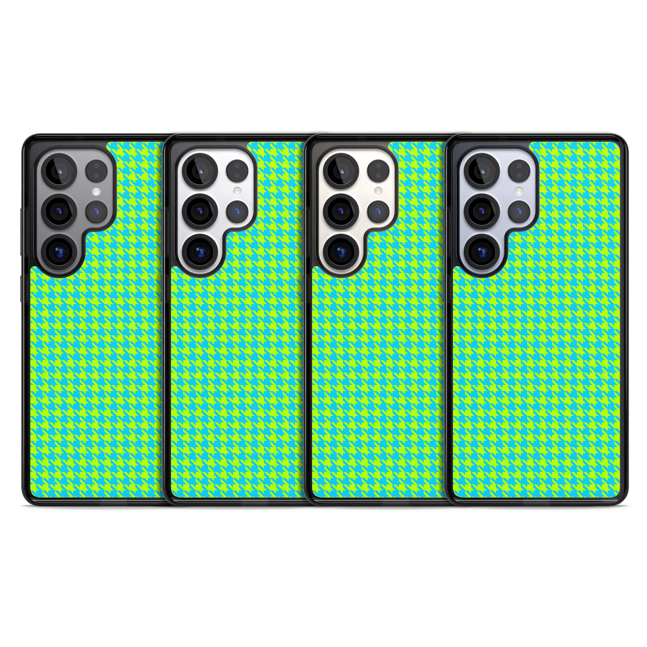 Neon Lime & Turquoise Houndstooth