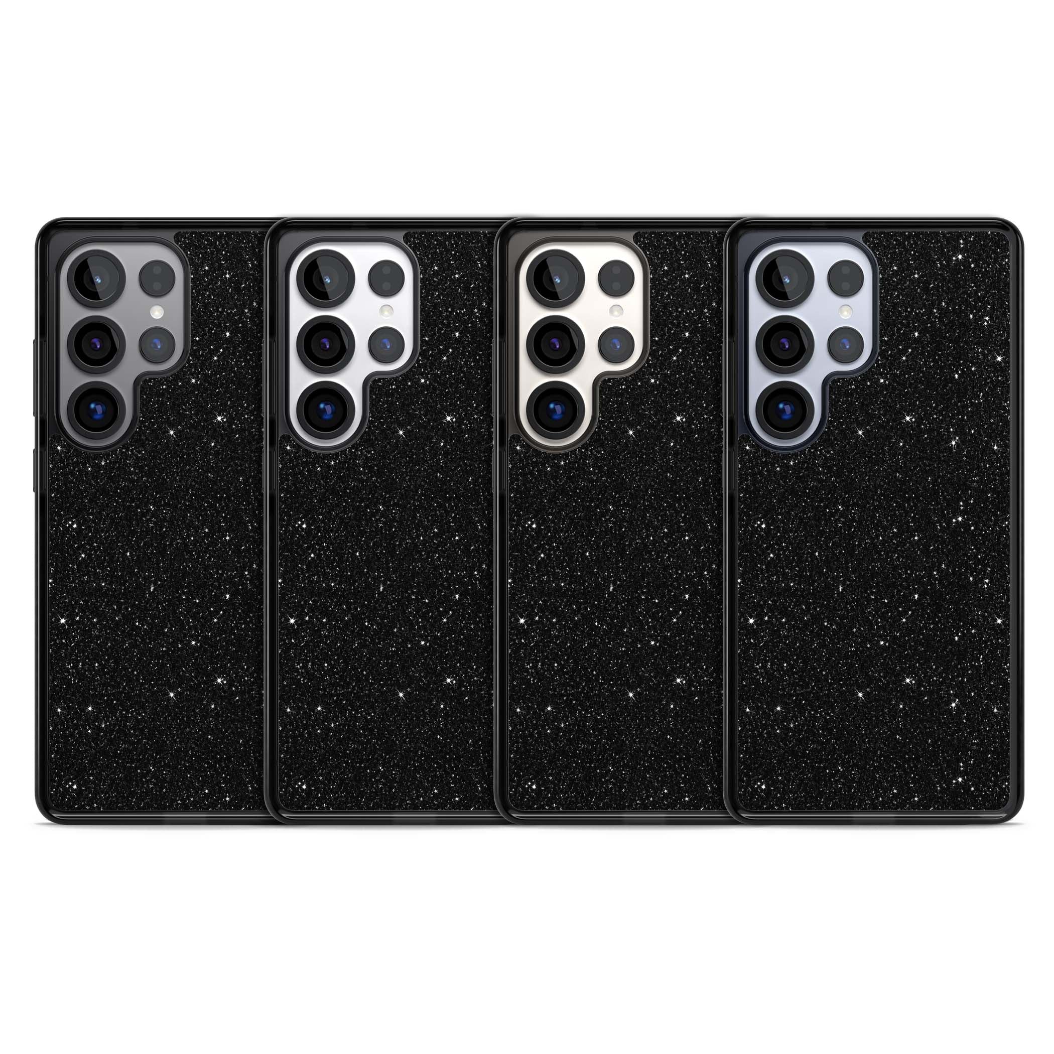 Black Glitter black glitter iPhone case featuring an all-over sparkly shimmer pattern on a jet black base | Black Impact case for Samsung Galaxy S25 Ultra