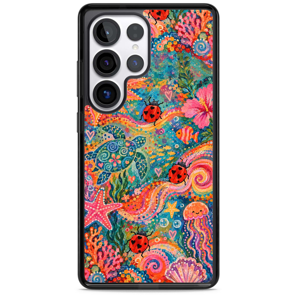 Coral Whimsy for her iPhone case | Black Impact case for Samsung Galaxy S25 Ultra