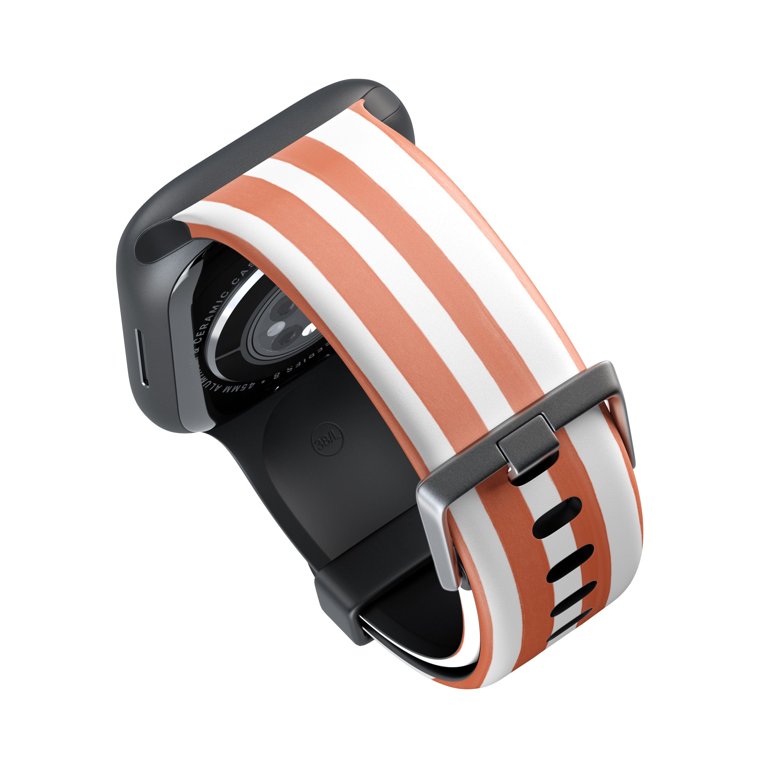 Terracotta & White Striped Apple Watch Strap - 38mm / 40mm / 41mm