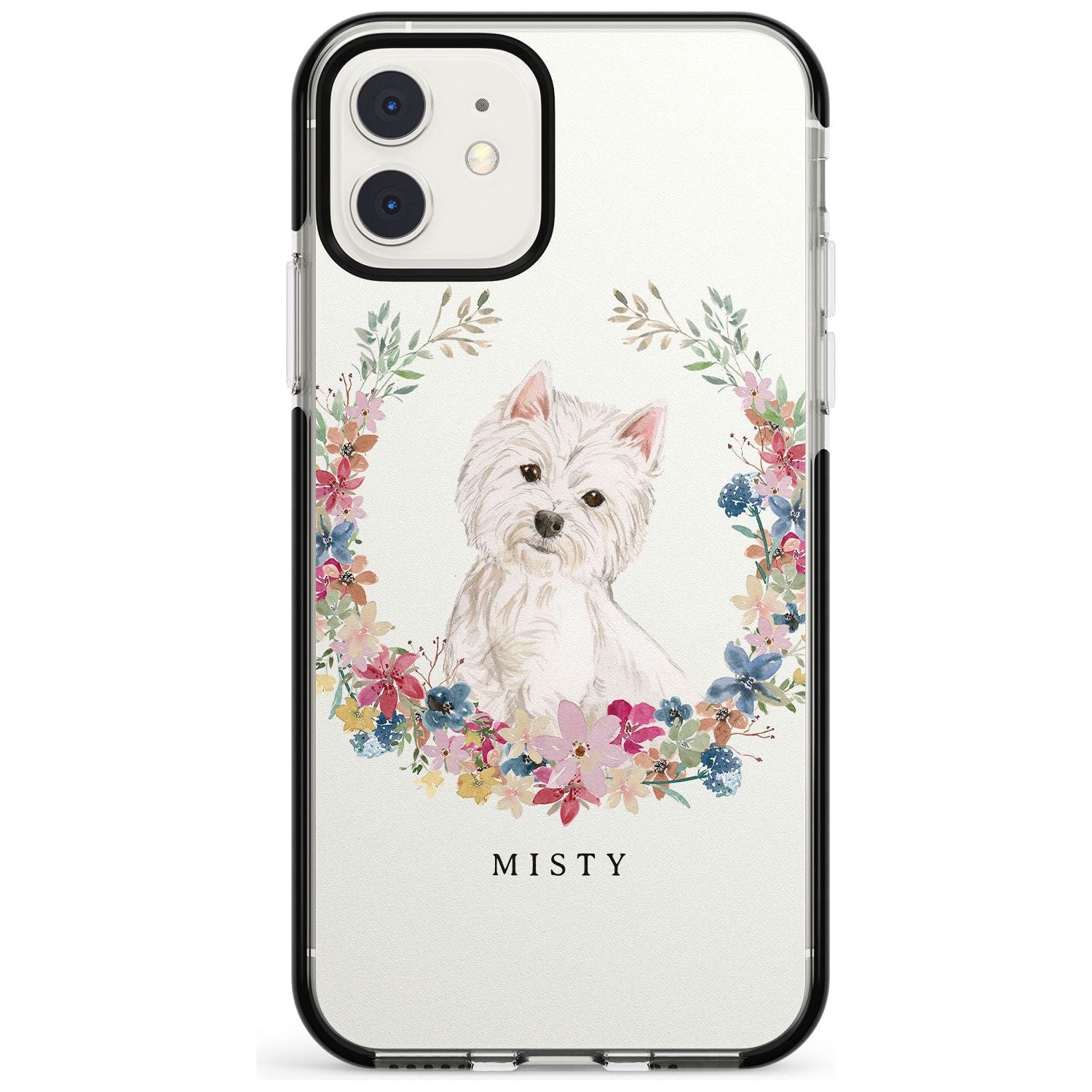 Westie Watercolour Dog Portrait Black Impact Phone Case for iPhone 11
