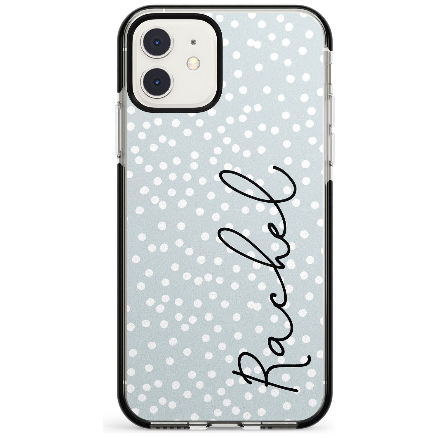Vertical Cursive & Dots iPhone Case Black Impact Custom Phone Case - Case Warehouse
