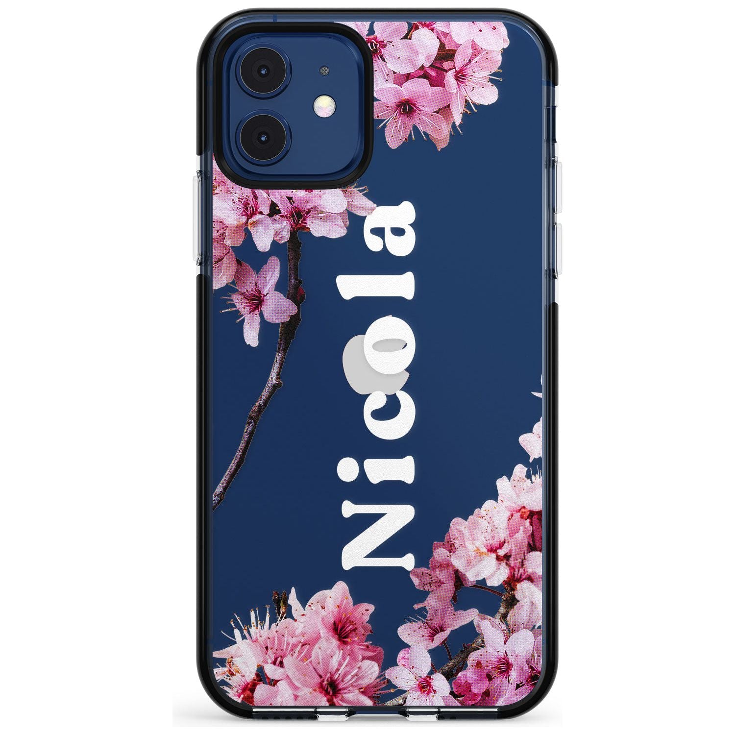 Cherry Blossoms with Custom Text Pink Fade Impact Phone Case for iPhone 11 Pro Max