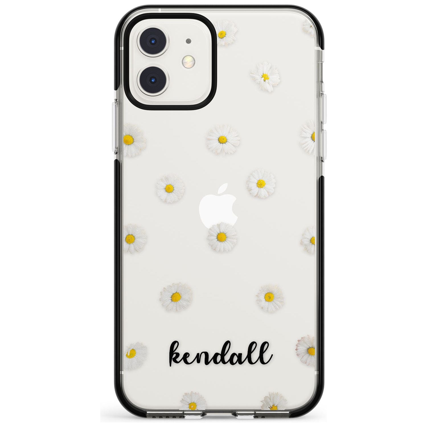 White Daisies & Cursive iPhone Case Black Impact Custom Phone Case - Case Warehouse