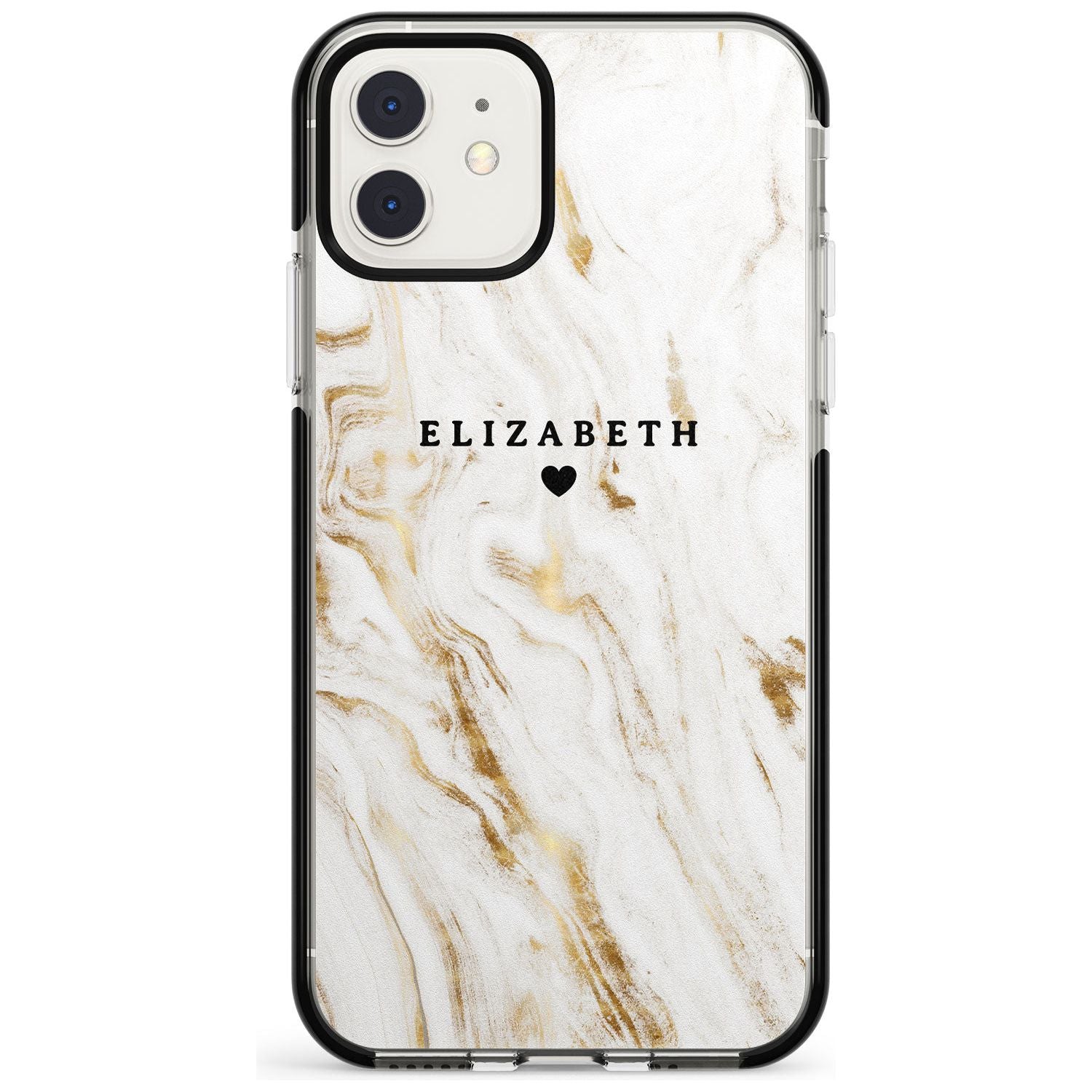White & Gold Swirl Marble iPhone Case Black Impact Custom Phone Case - Case Warehouse