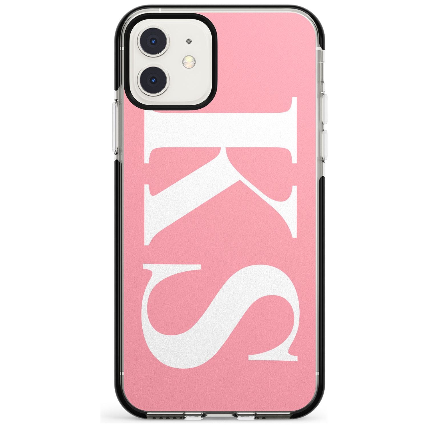 White & Pink Personalised Letters iPhone Case Black Impact Custom Phone Case - Case Warehouse