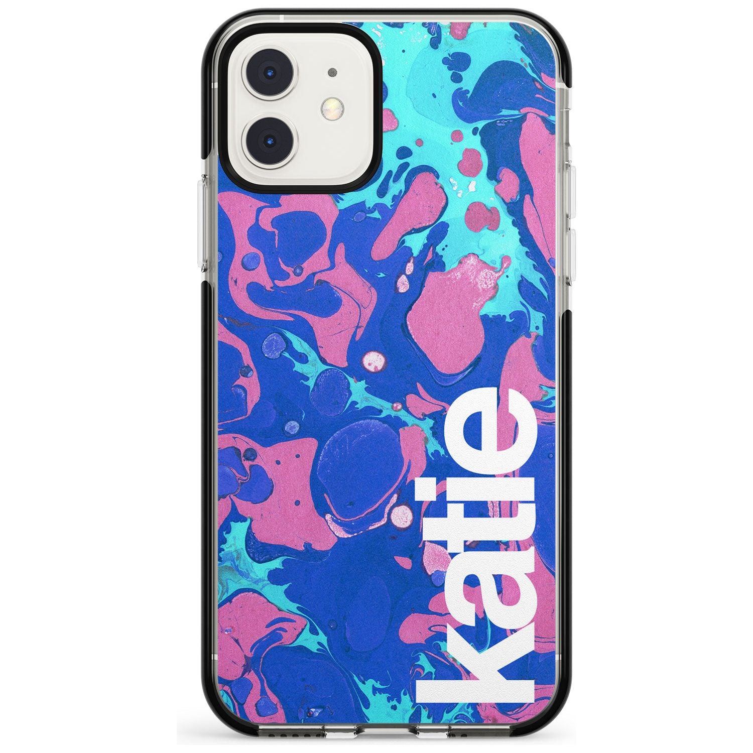 Navy, Turquoise + Purple - Marbled iPhone Case Black Impact Custom Phone Case - Case Warehouse