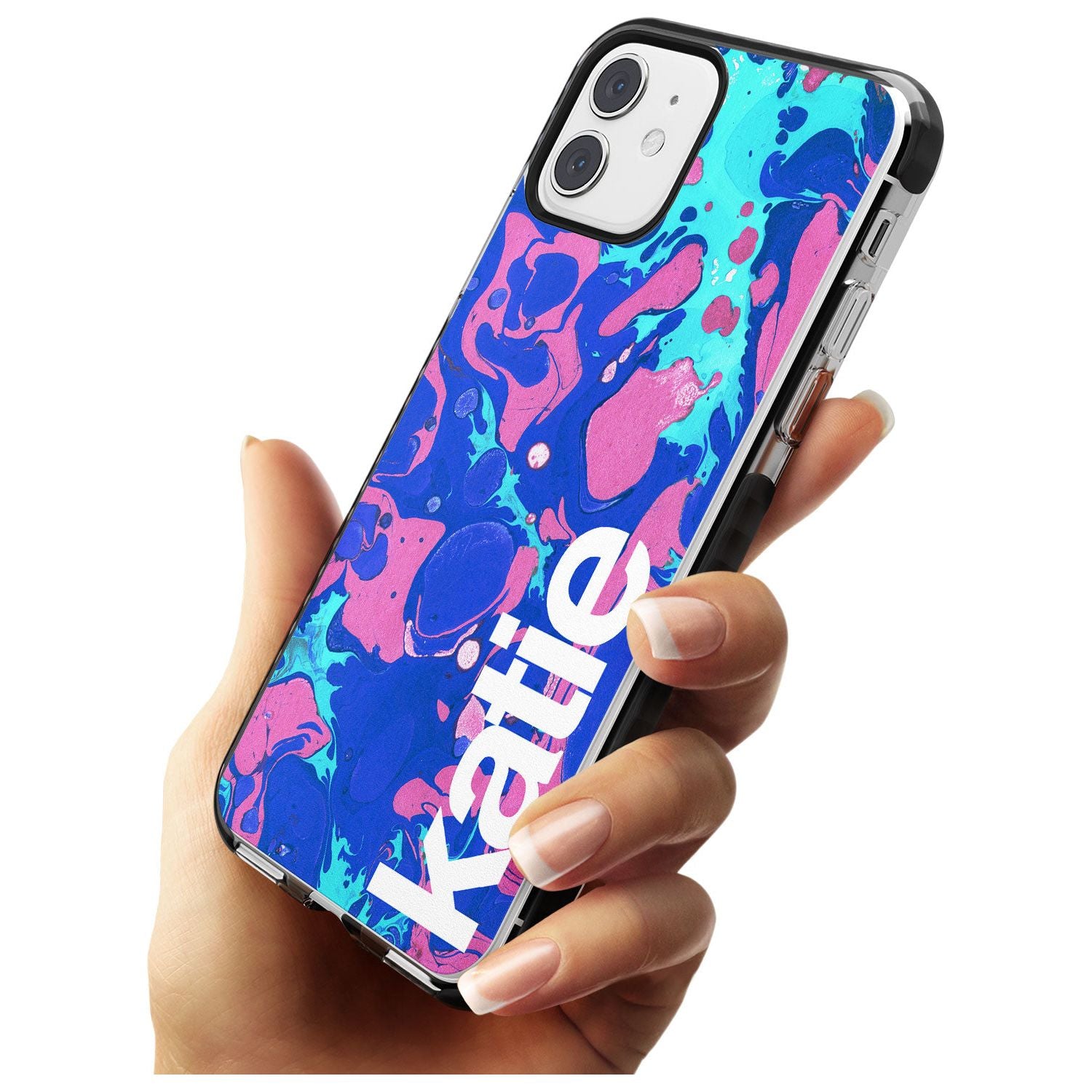 Navy, Turquoise + Purple - Marbled iPhone Case Custom Phone Case - Case Warehouse
