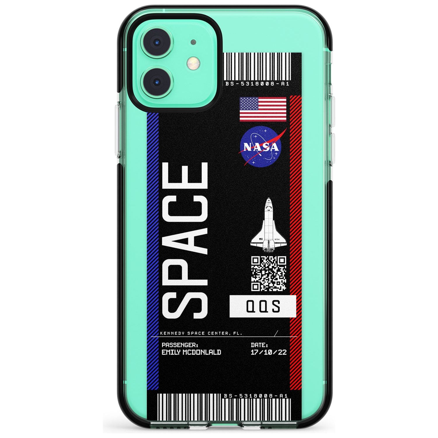 Personalised NASA Boarding Pass (Dark) Black Impact Phone Case for iPhone 11 Pro Max