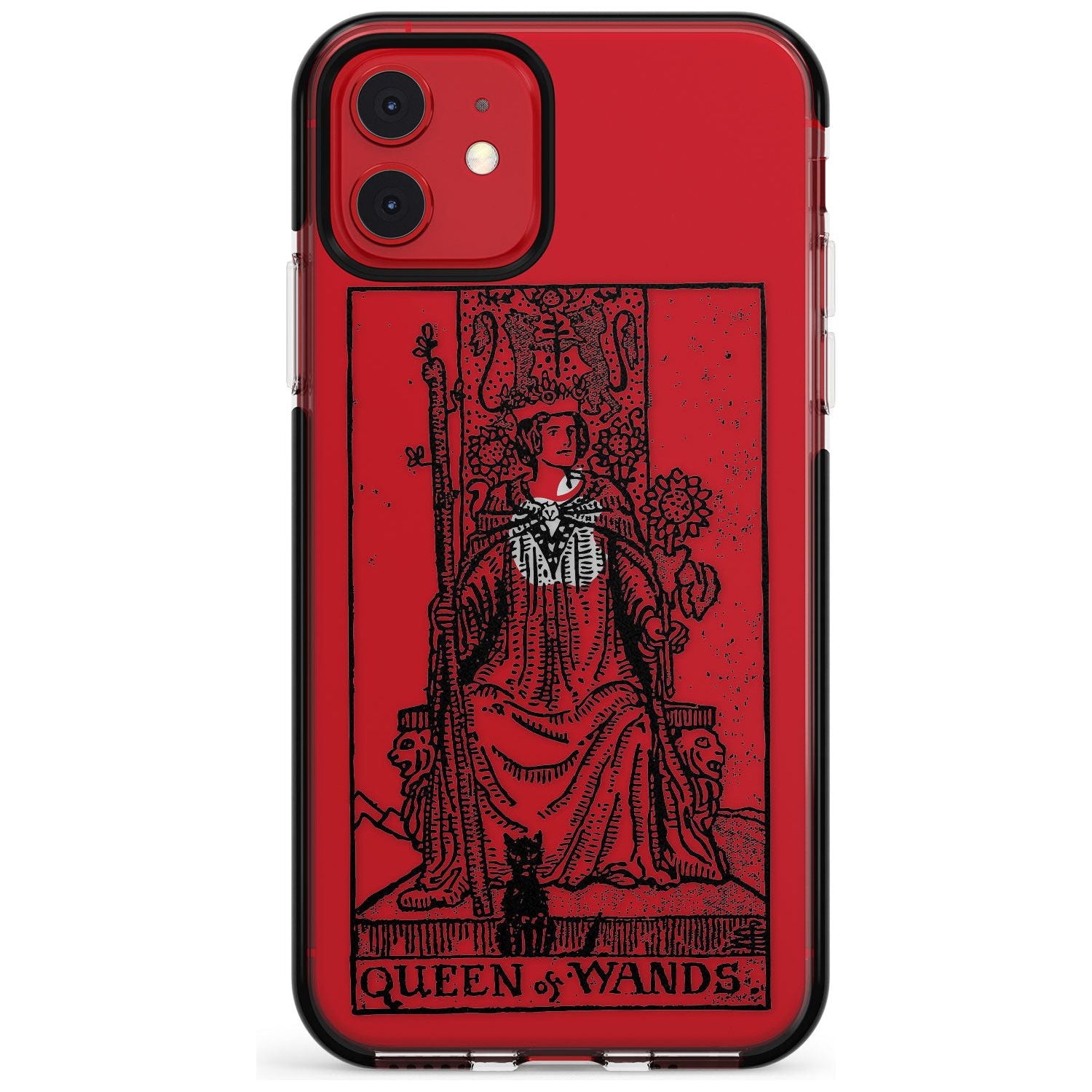 Queen of Wands Tarot Card - Transparent Pink Fade Impact Phone Case for iPhone 11 Pro Max