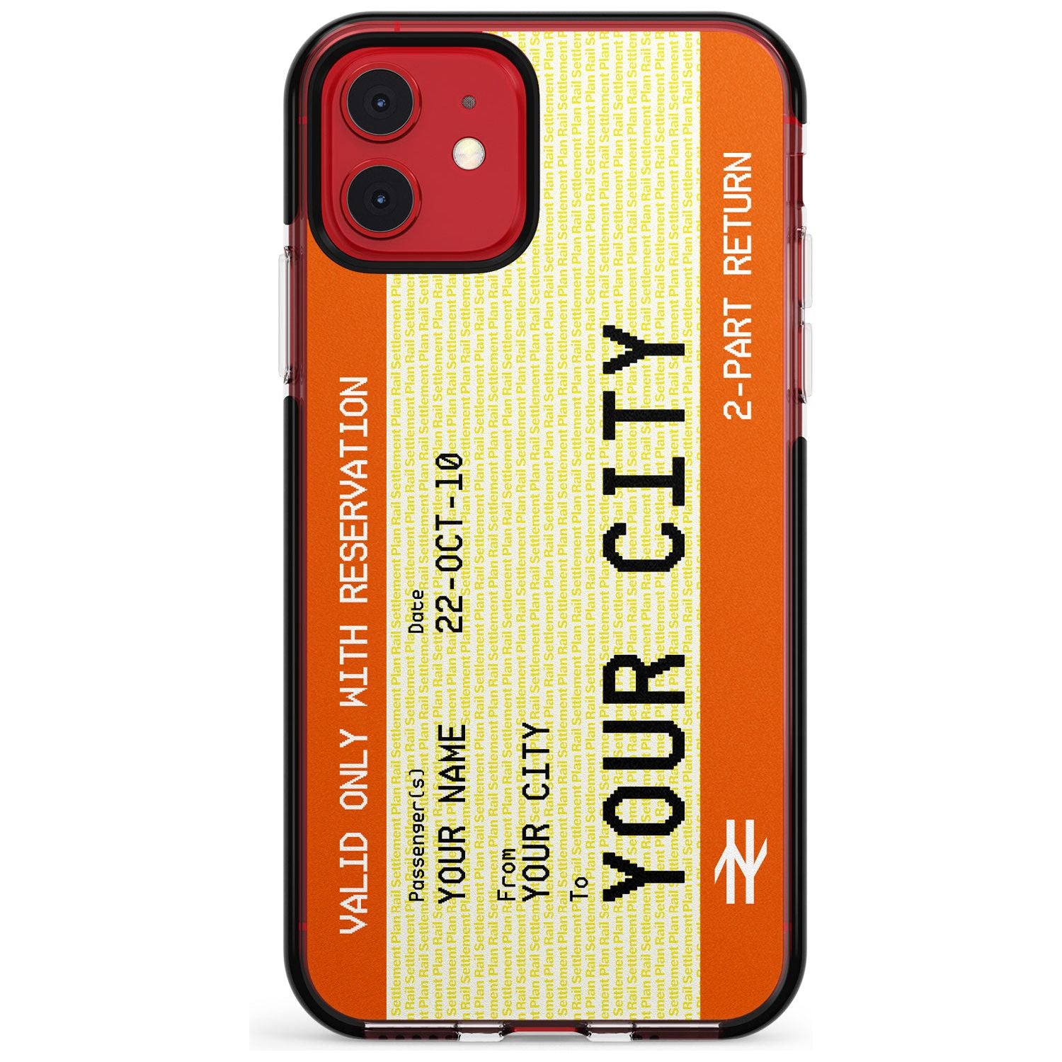 Personalised Create Your Own Train Ticket Black Impact Phone Case for iPhone 11 Pro Max
