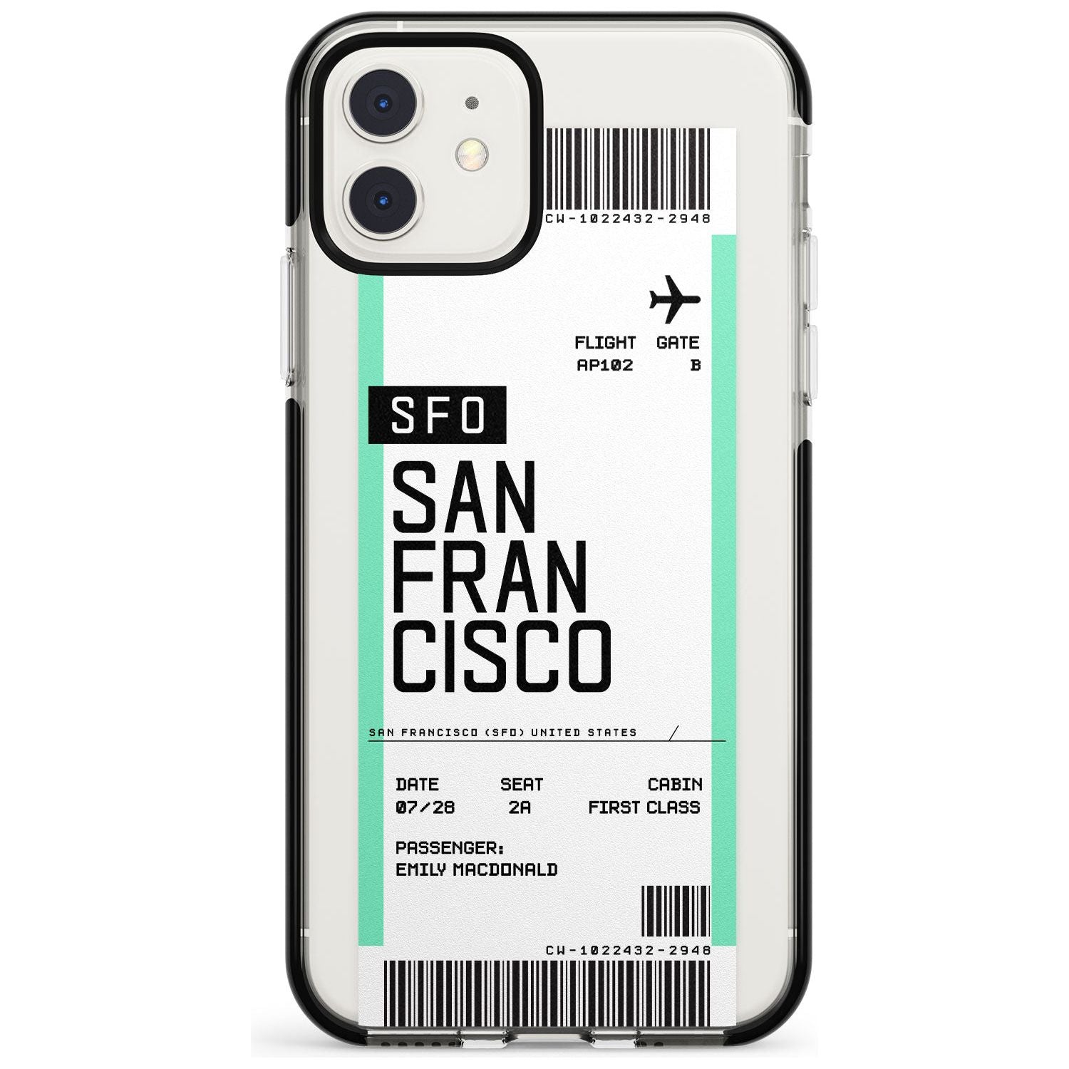 San Francisco Boarding Pass iPhone Case Black Impact Custom Phone Case - Case Warehouse