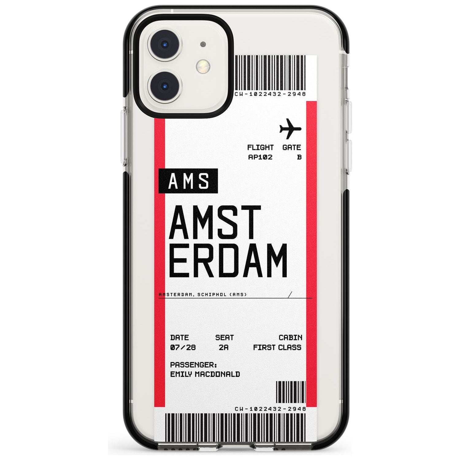 Amsterdam Boarding Pass iPhone Case Black Impact Custom Phone Case - Case Warehouse