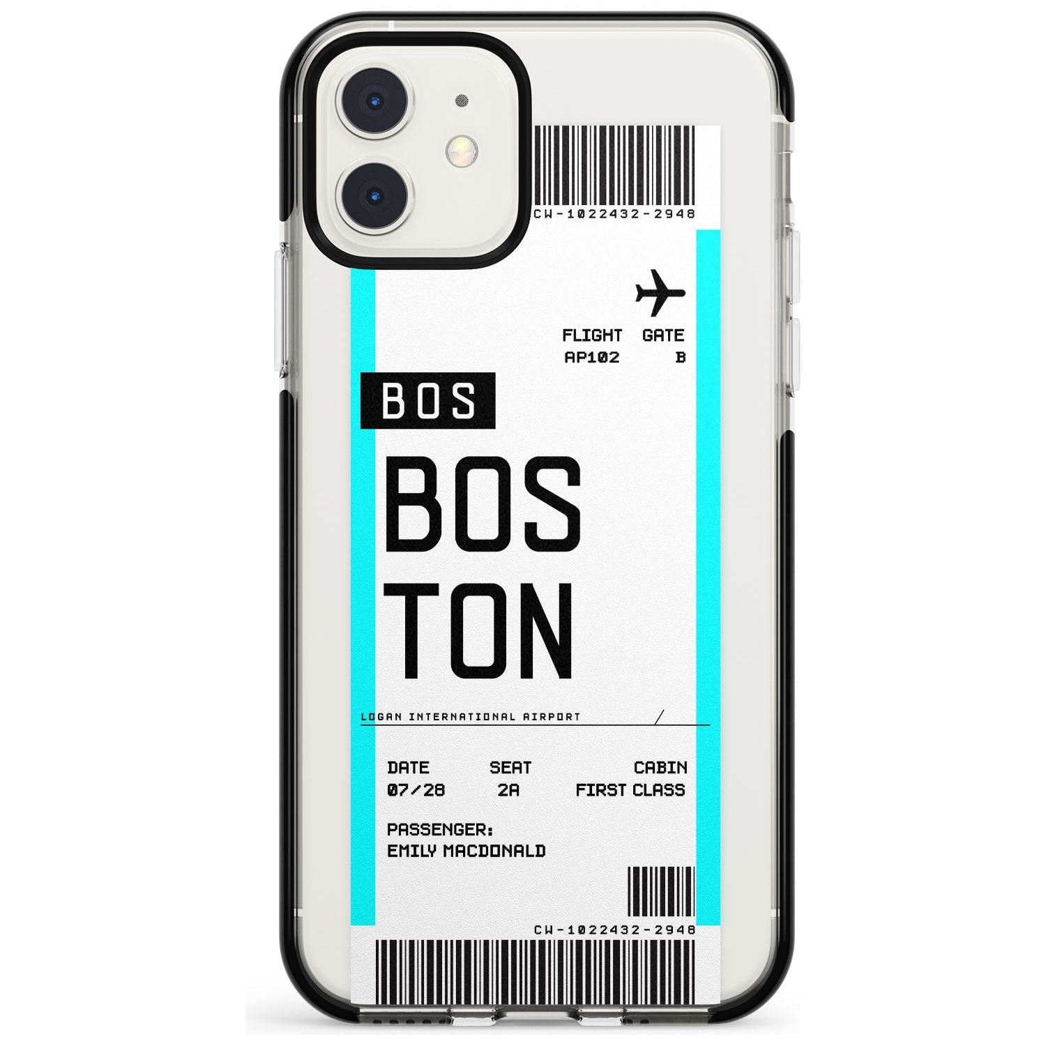 Boston Boarding Pass iPhone Case Black Impact Custom Phone Case - Case Warehouse