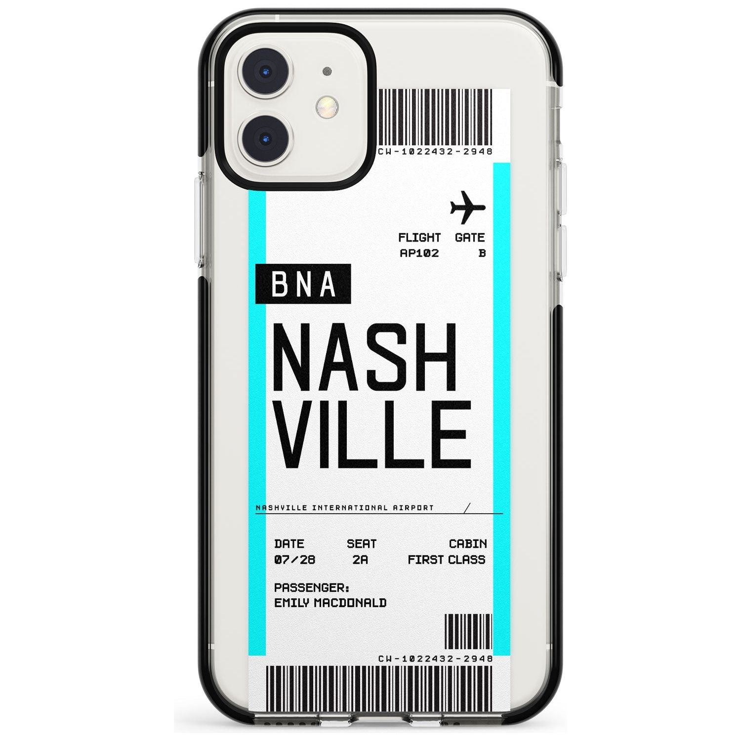 Nashville Boarding Pass iPhone Case Black Impact Custom Phone Case - Case Warehouse