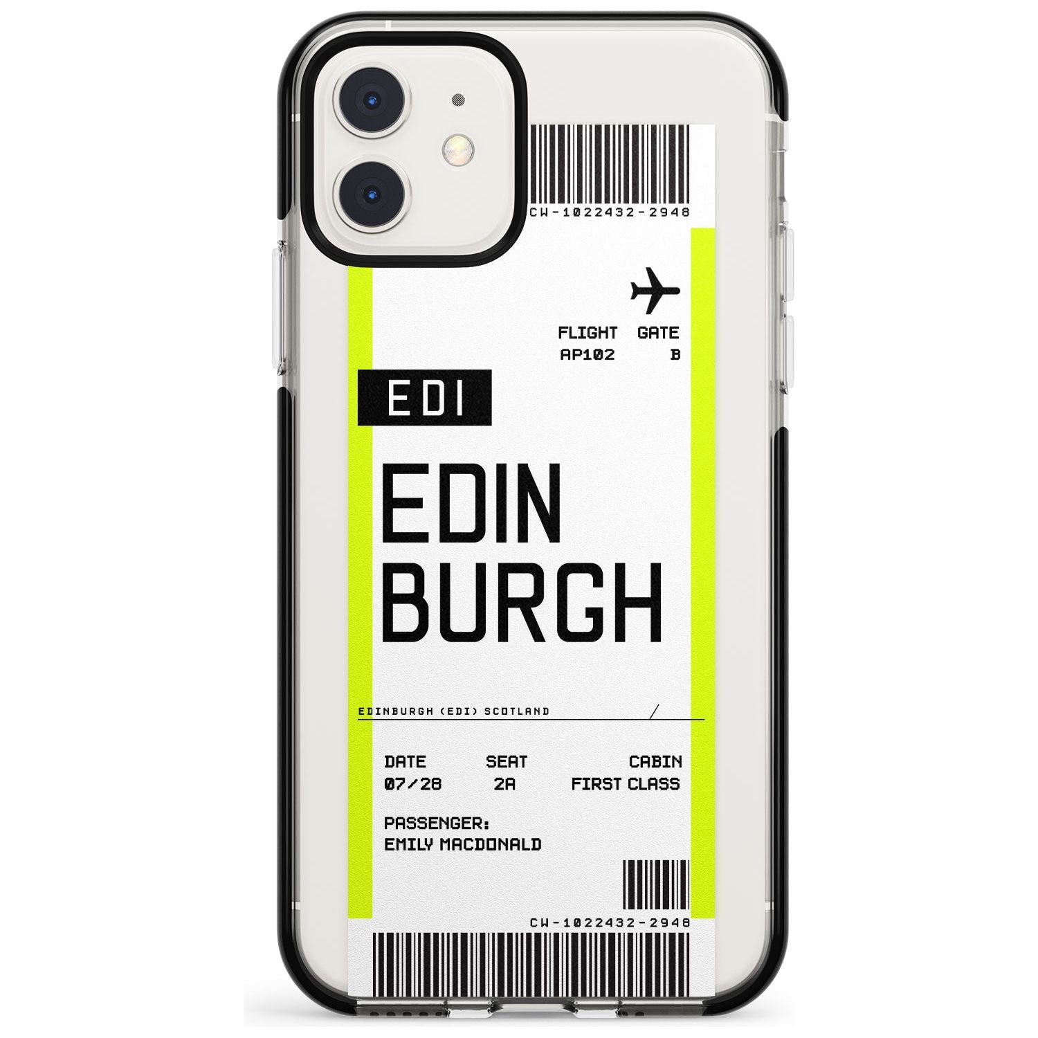 Edinburgh Boarding Pass Black Impact Custom Phone Case - Case Warehouse