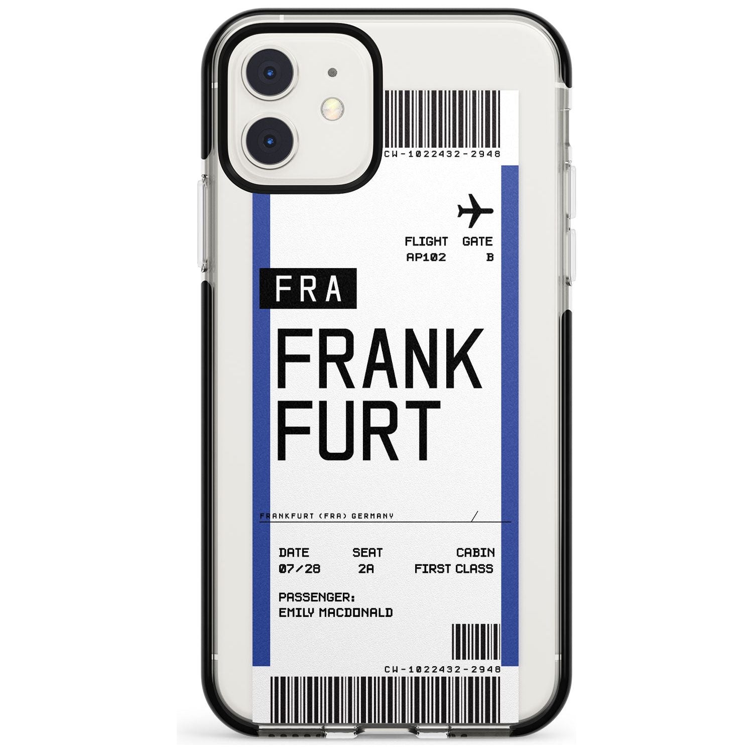 Frankfurt Boarding Pass iPhone Case Black Impact Custom Phone Case - Case Warehouse