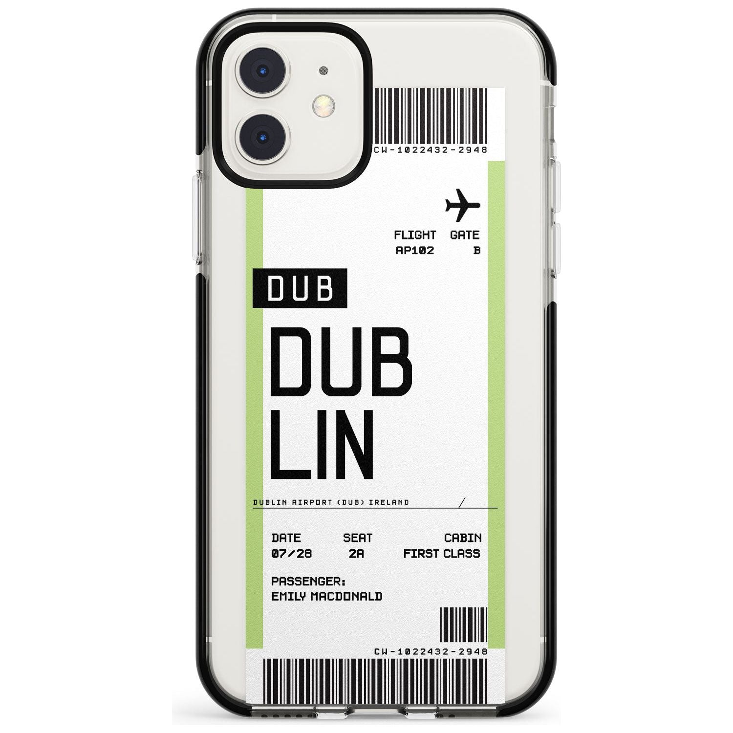Dublin Boarding Pass iPhone Case Black Impact Custom Phone Case - Case Warehouse