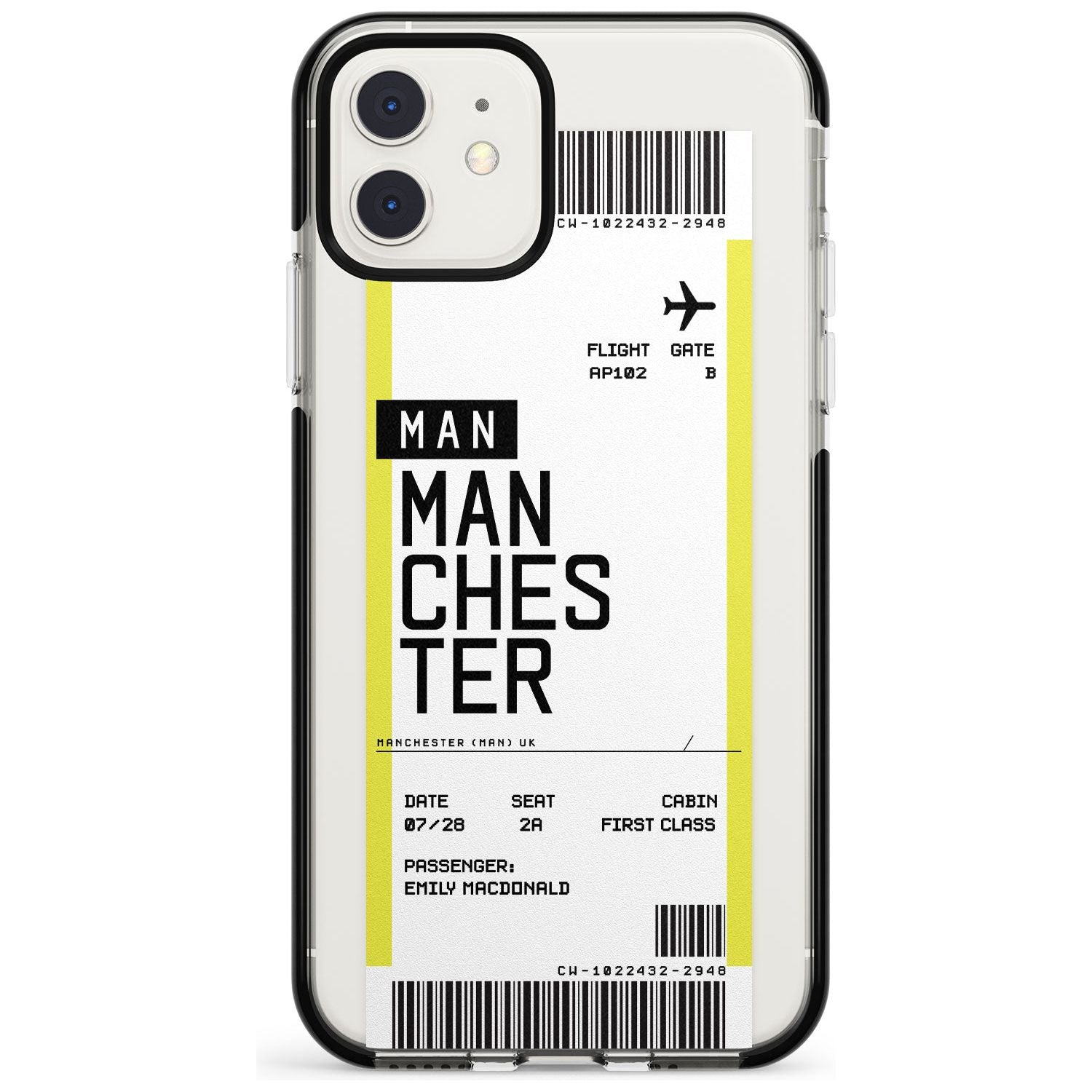 Manchester Boarding Pass Black Impact Custom Phone Case - Case Warehouse