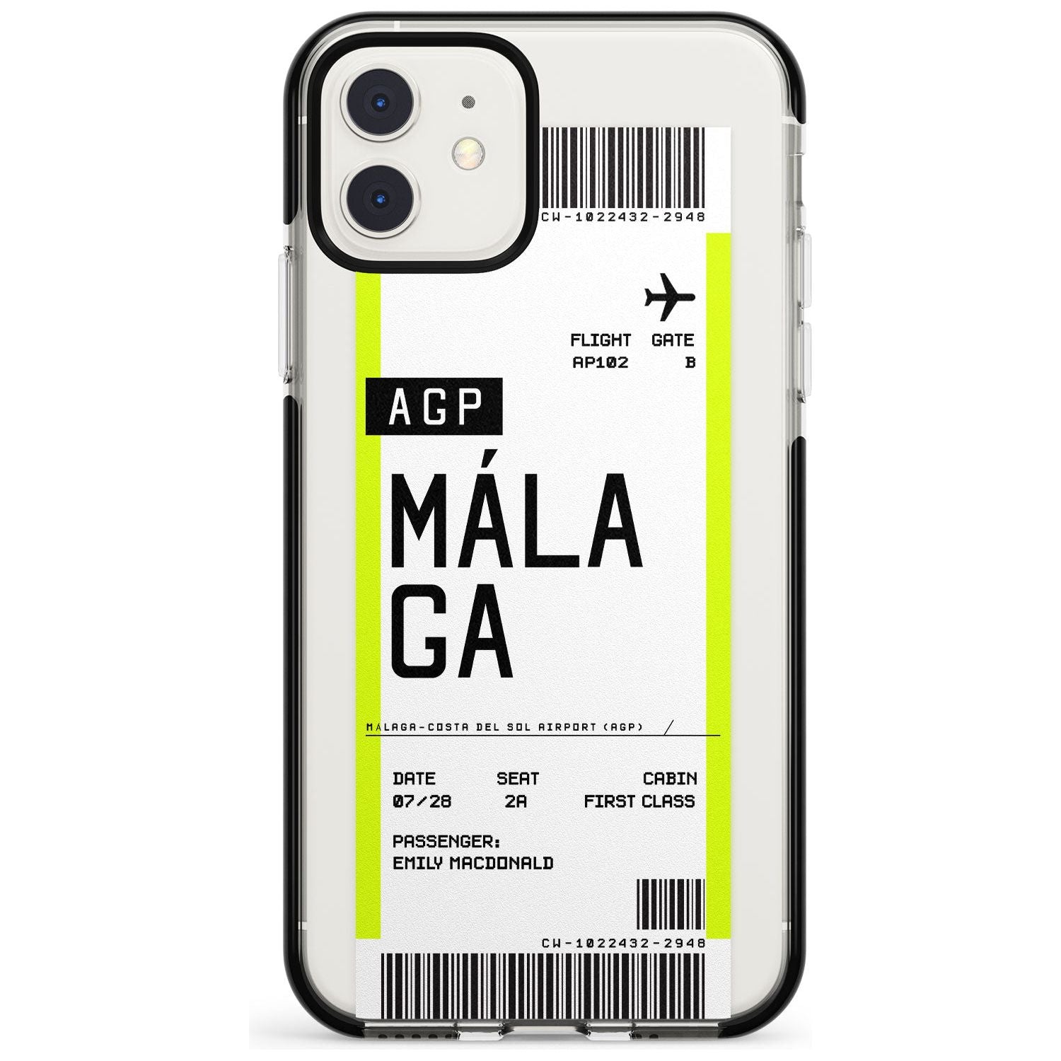Málaga Boarding Pass iPhone Case Black Impact Custom Phone Case - Case Warehouse