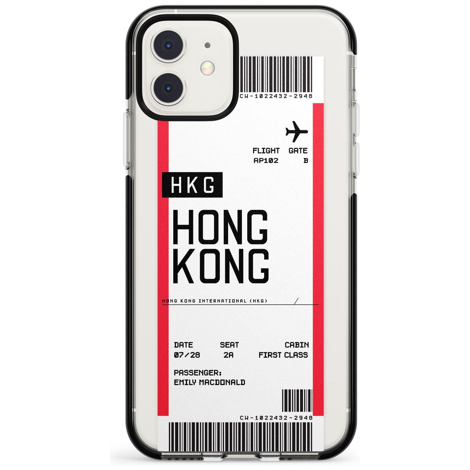 Hong Kong Boarding Pass iPhone Case Black Impact Custom Phone Case - Case Warehouse