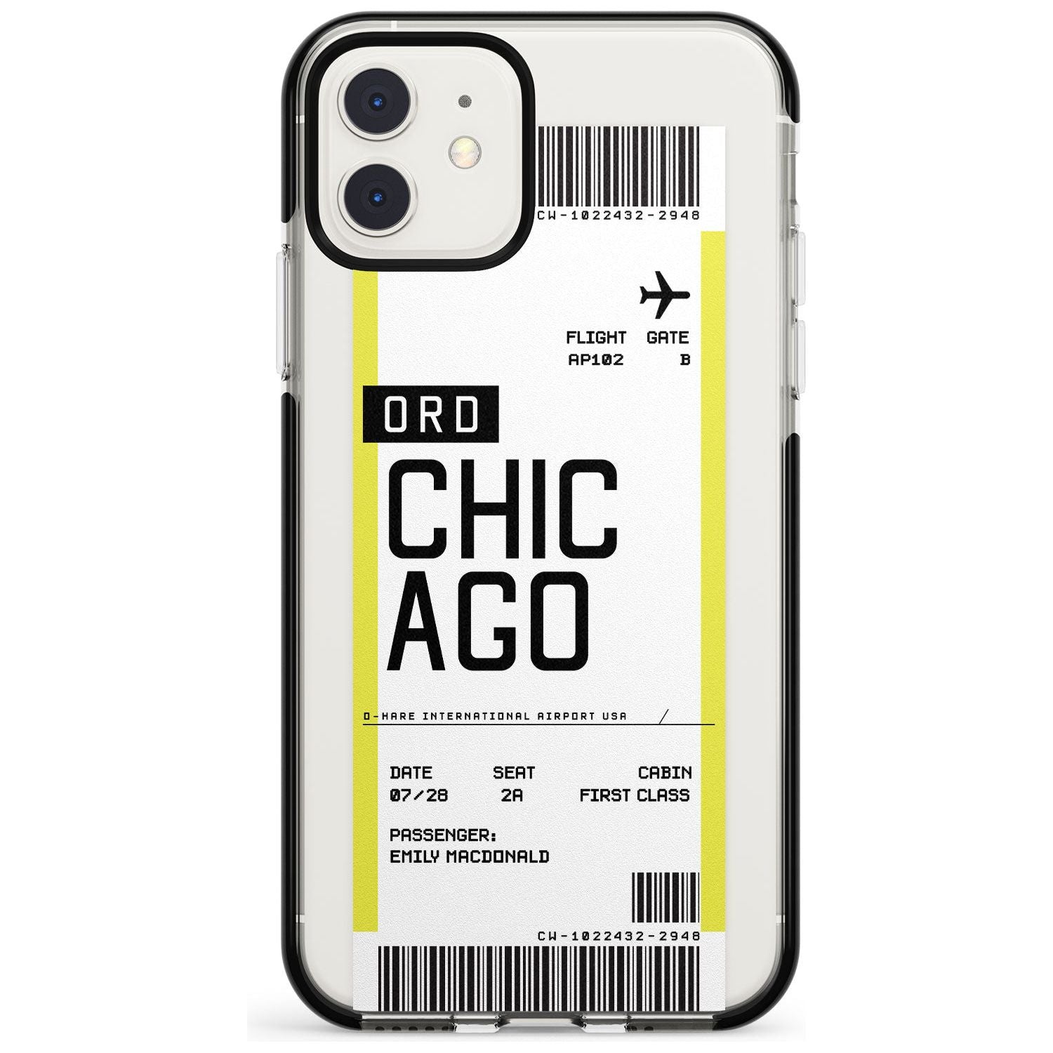 Chicago Boarding Pass iPhone Case Black Impact Custom Phone Case - Case Warehouse