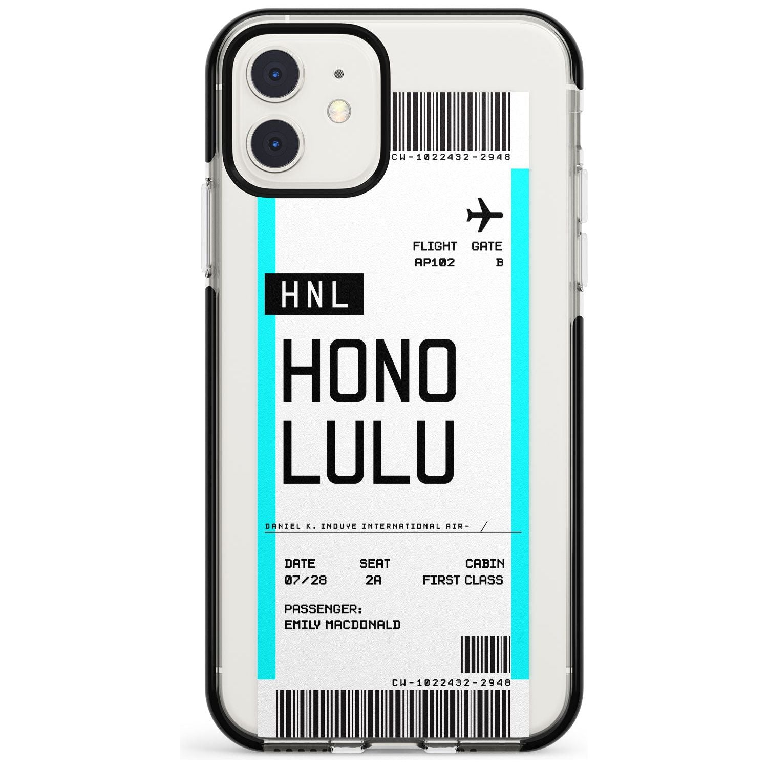 Honolulu Boarding Pass iPhone Case Black Impact Custom Phone Case - Case Warehouse
