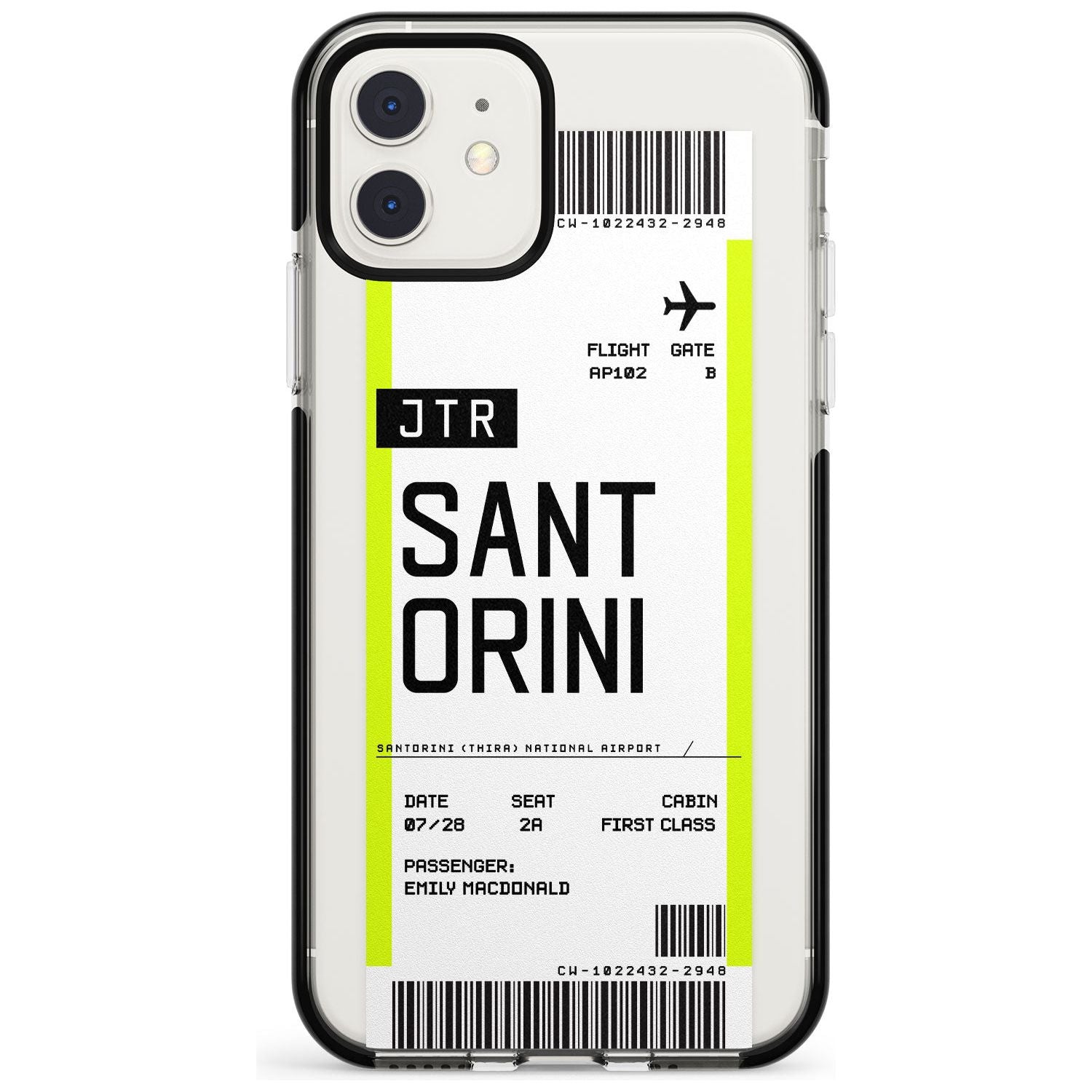 Santorini Boarding Pass iPhone Case Black Impact Custom Phone Case - Case Warehouse
