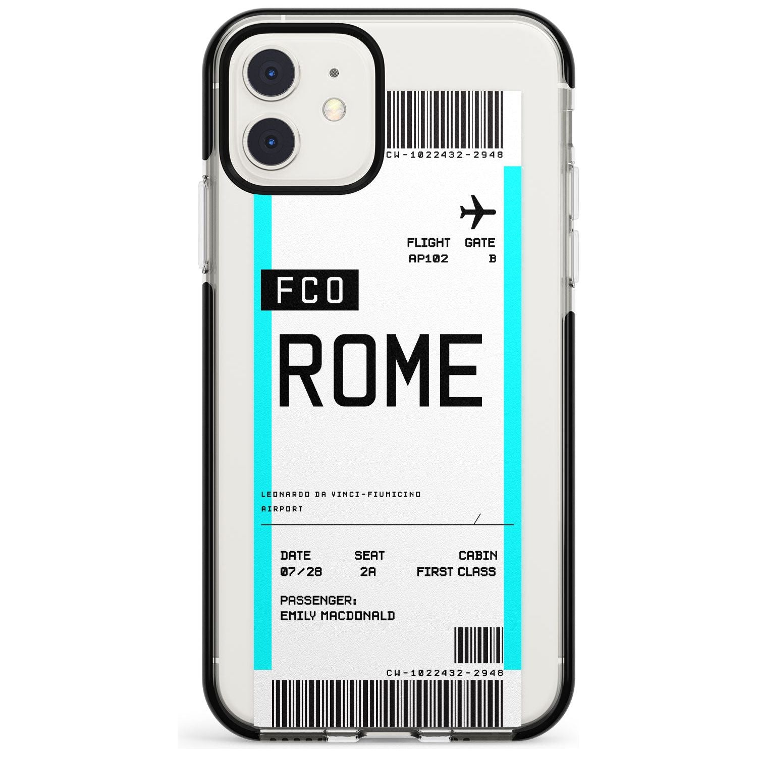 Rome Boarding Pass iPhone Case Black Impact Custom Phone Case - Case Warehouse