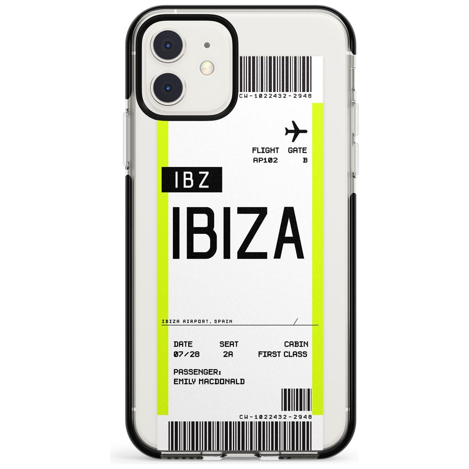 Ibiza Boarding Pass iPhone Case Black Impact Custom Phone Case - Case Warehouse