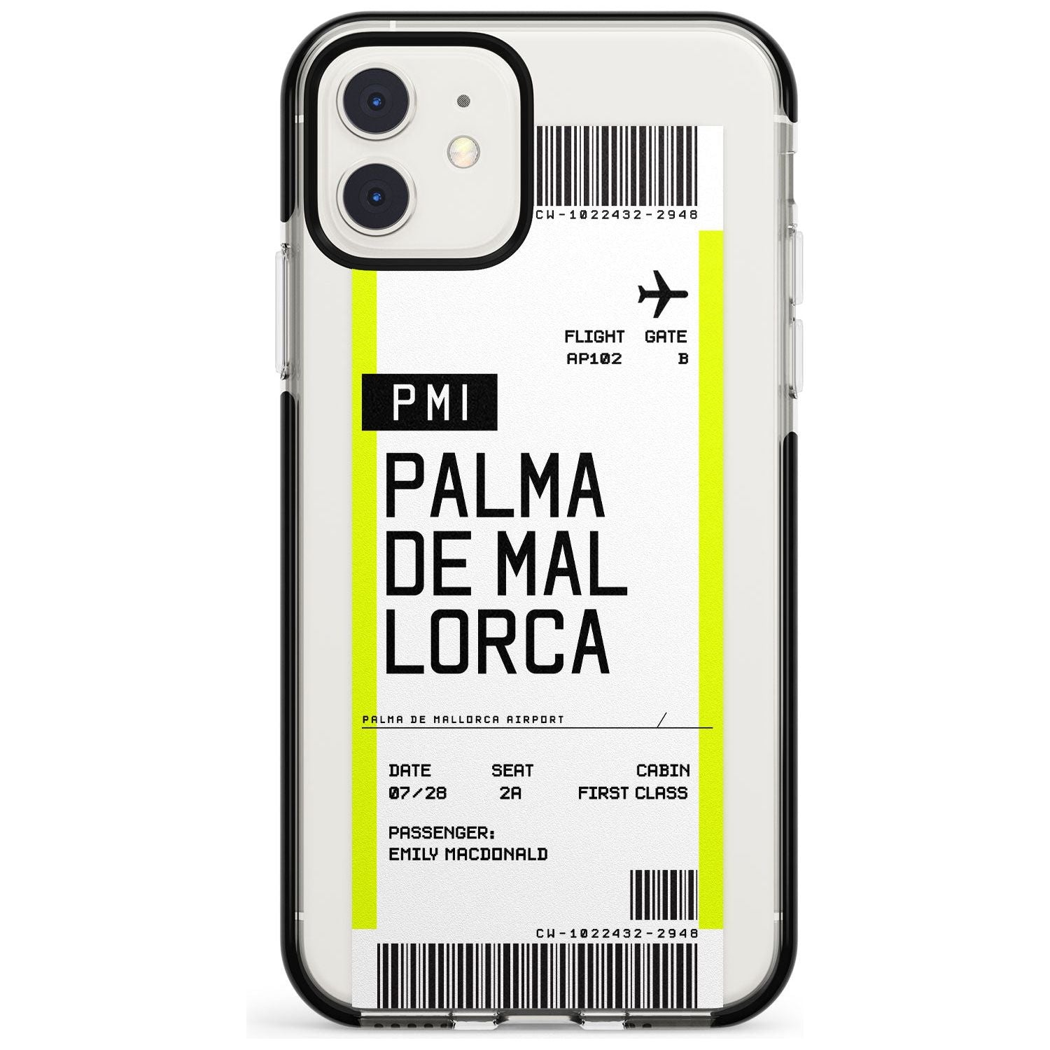 Palma De Mallorca Boarding Pass iPhone Case Black Impact Custom Phone Case - Case Warehouse