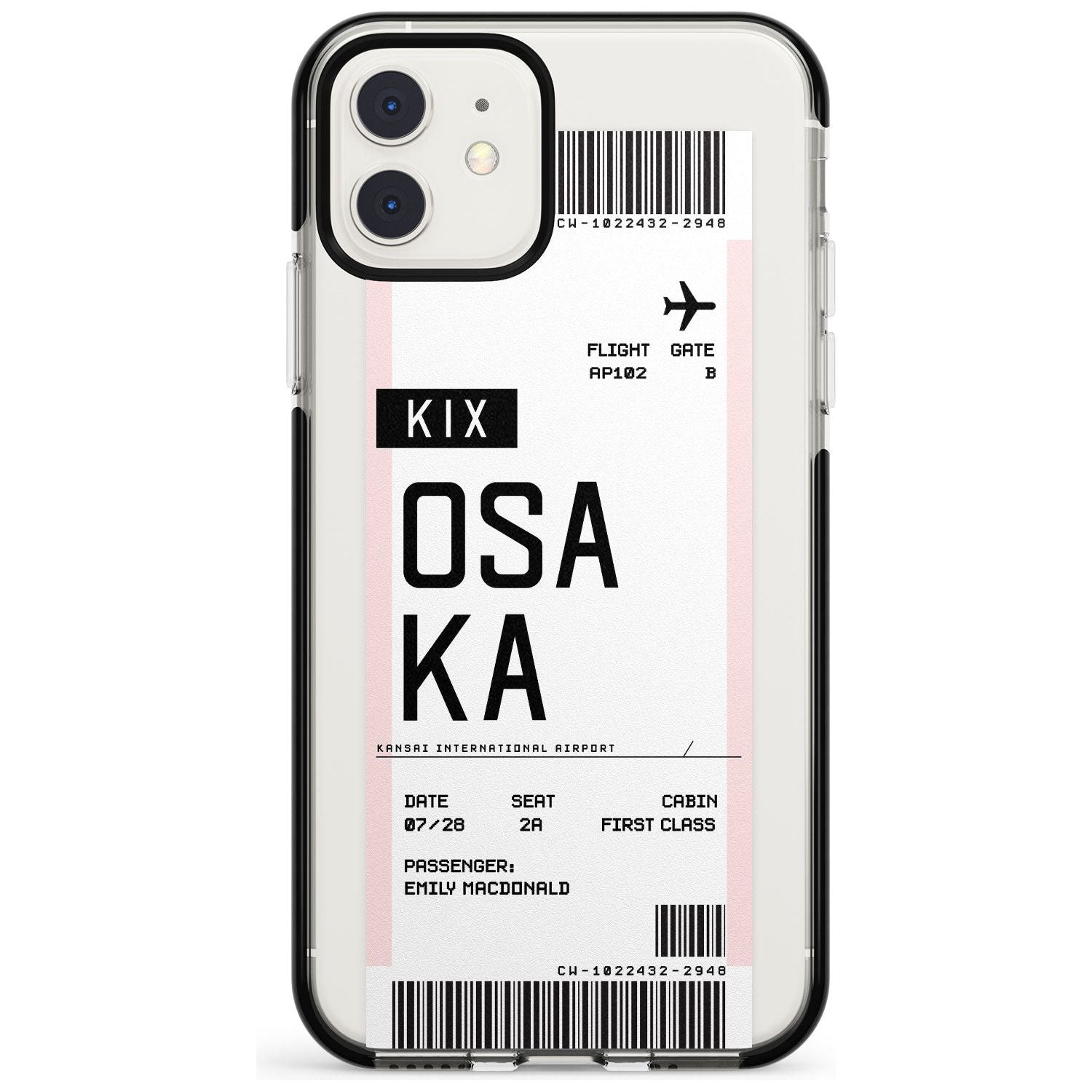 Osaka Boarding Pass iPhone Case Black Impact Custom Phone Case - Case Warehouse