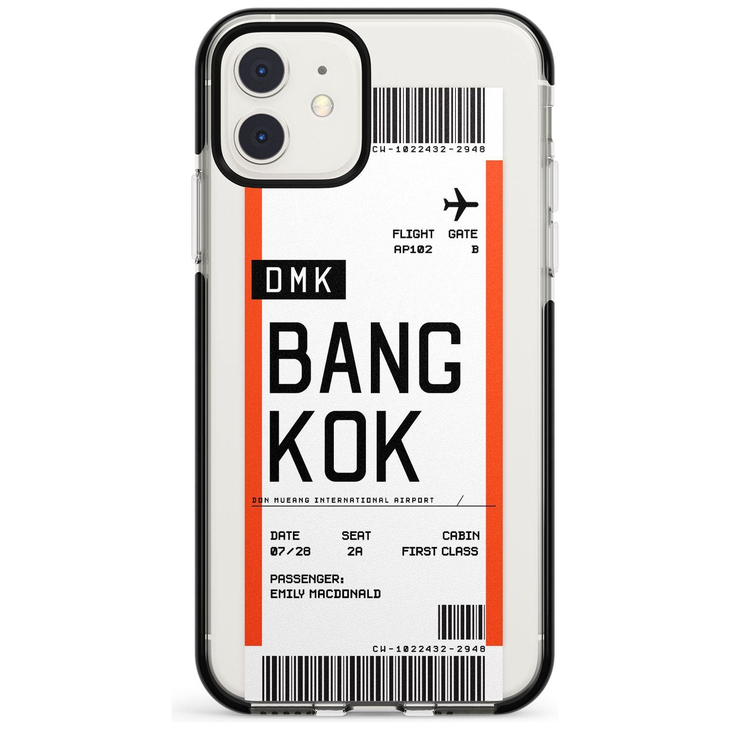 Bangkok Boarding Pass iPhone Case Black Impact Custom Phone Case - Case Warehouse