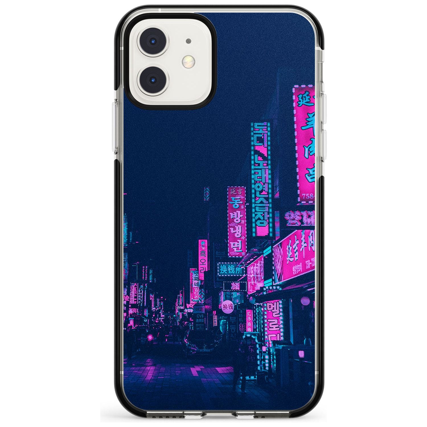 Pink & Turquoise - Neon Cities iPhone Case Black Impact Phone Case - Case Warehouse
