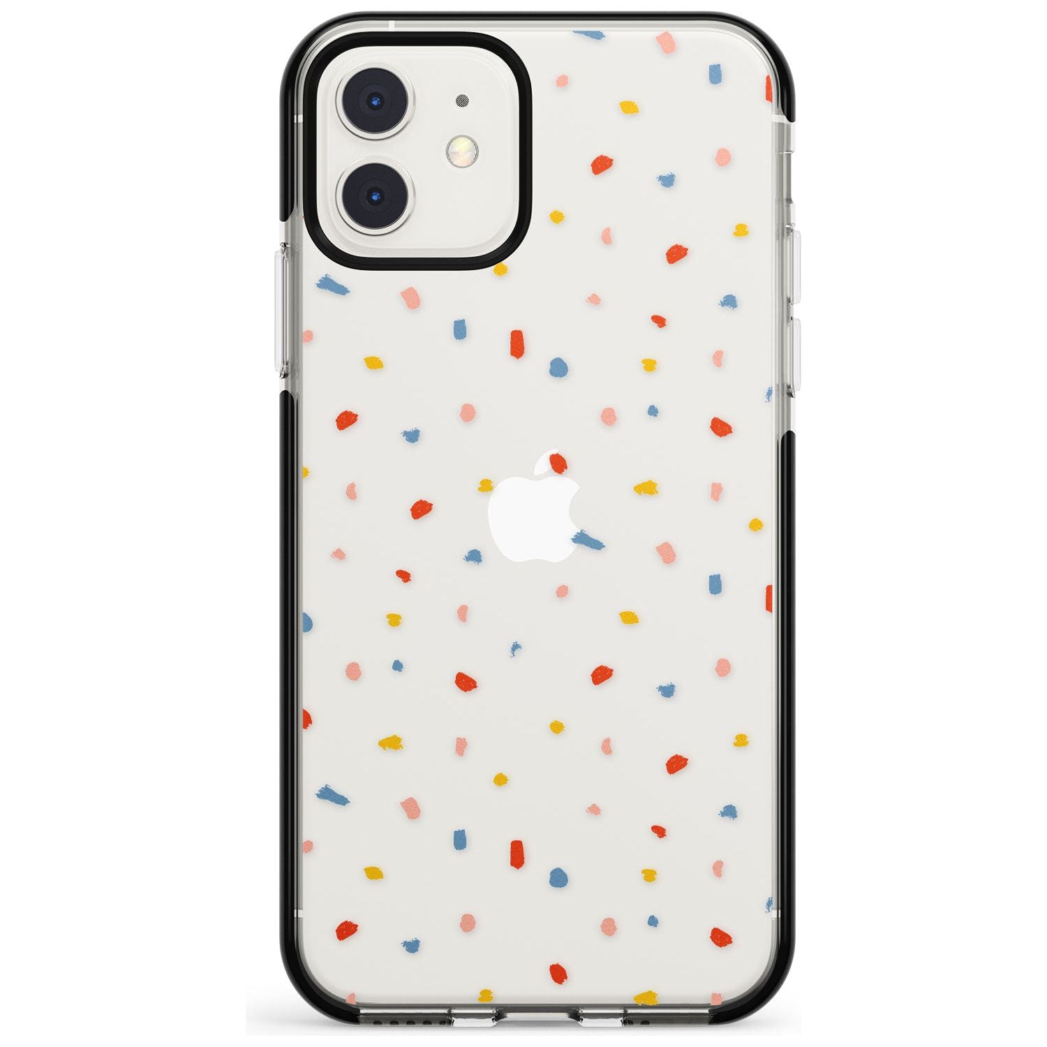Small Confetti Print Clear iPhone Case Black Impact Phone Case - Case Warehouse