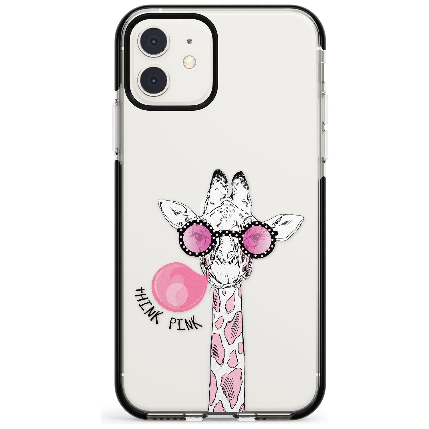 Think Pink Giraffe Black Impact Phone Case for iPhone 11 Pro Max
