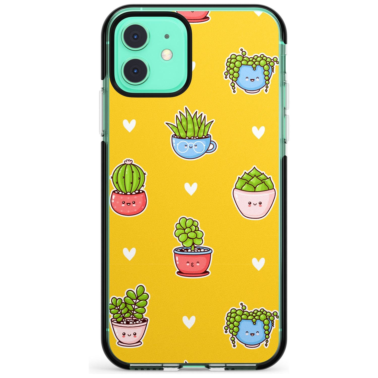 Plant Faces Kawaii Pattern Black Impact Phone Case for iPhone 11 Pro Max