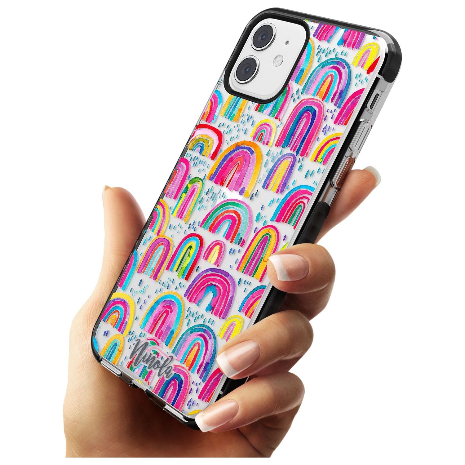 Cute Watercolor Rainbows Black Impact Phone Case for iPhone 11