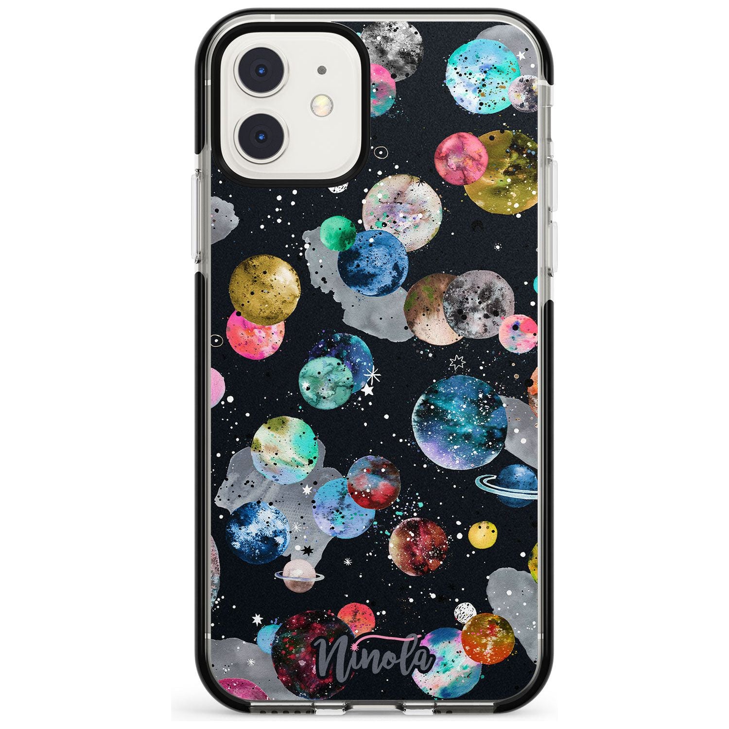 Space Planets Black Impact Phone Case for iPhone 11