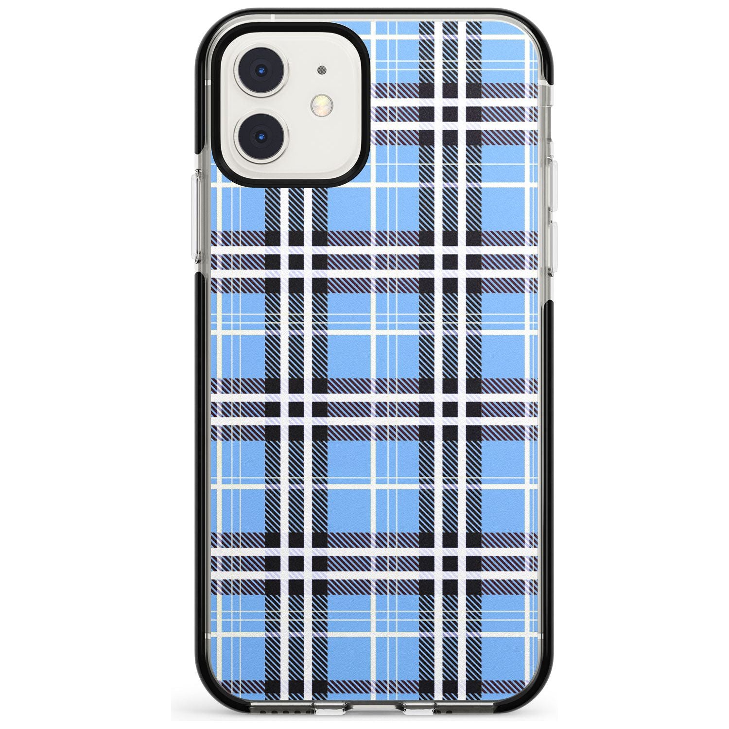 Blue Plaid iPhone Case  Black Impact Phone Case - Case Warehouse
