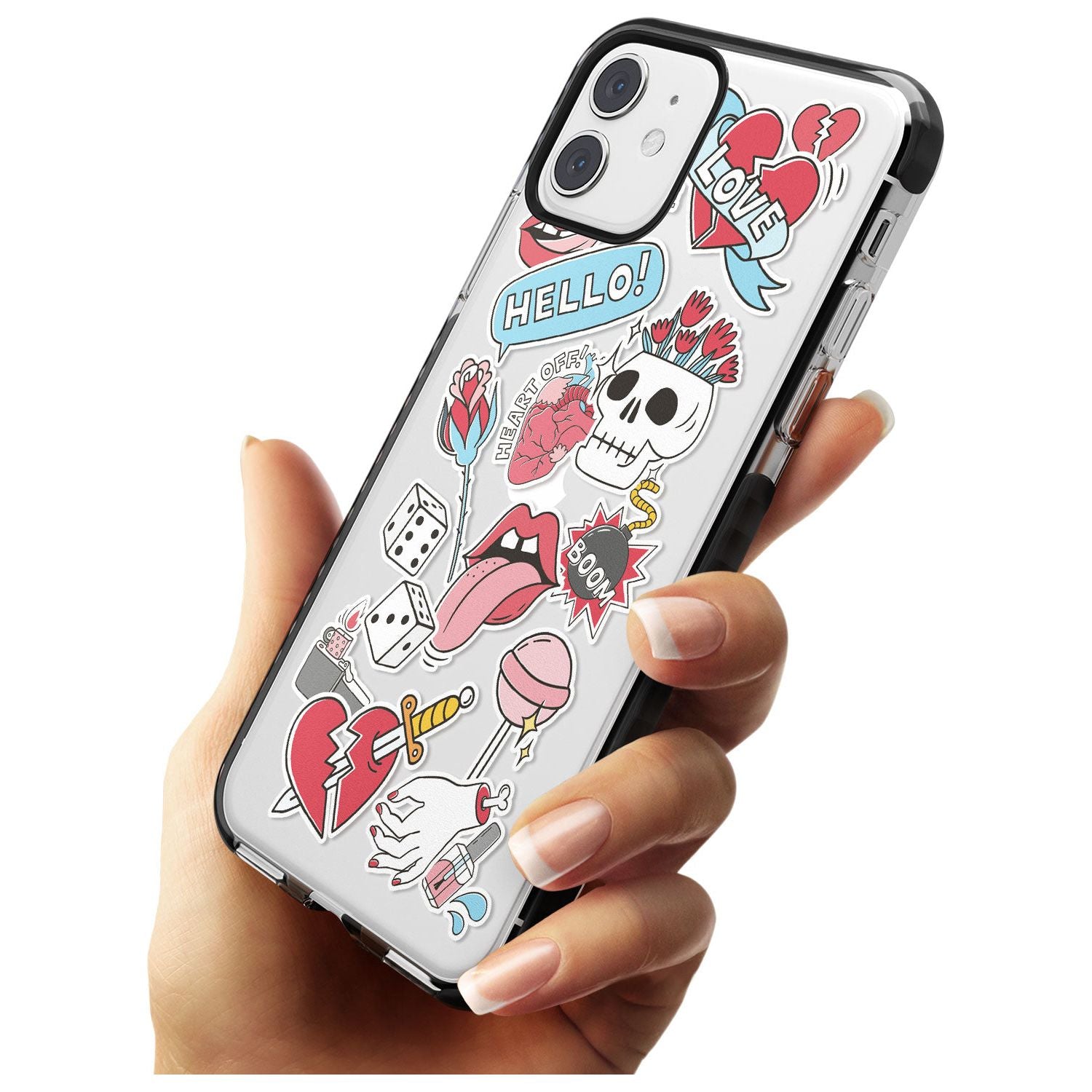 Skull & Flowers Sticker iPhone Case Phone Case - Case Warehouse