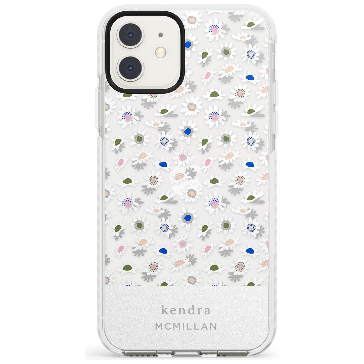 Grey & White Daisies Floral Design iPhone Case Impact Case Custom Phone Case - Case Warehouse