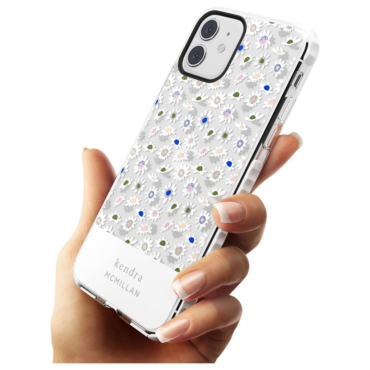 Grey & White Daisies Floral Design iPhone Case Custom Phone Case - Case Warehouse