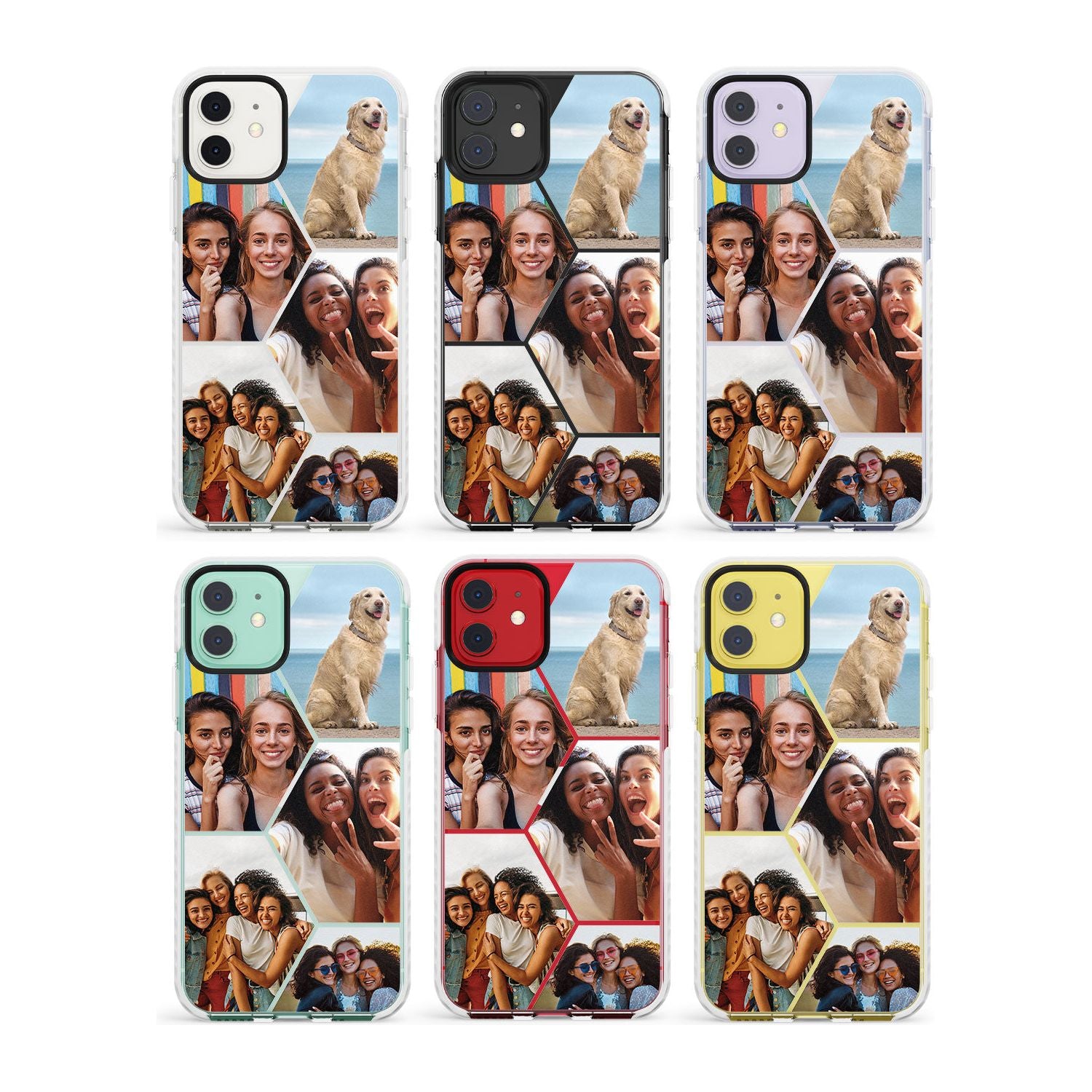 Personalised Heart Photo Grid Impact Phone Case for iPhone 11, iphone 12