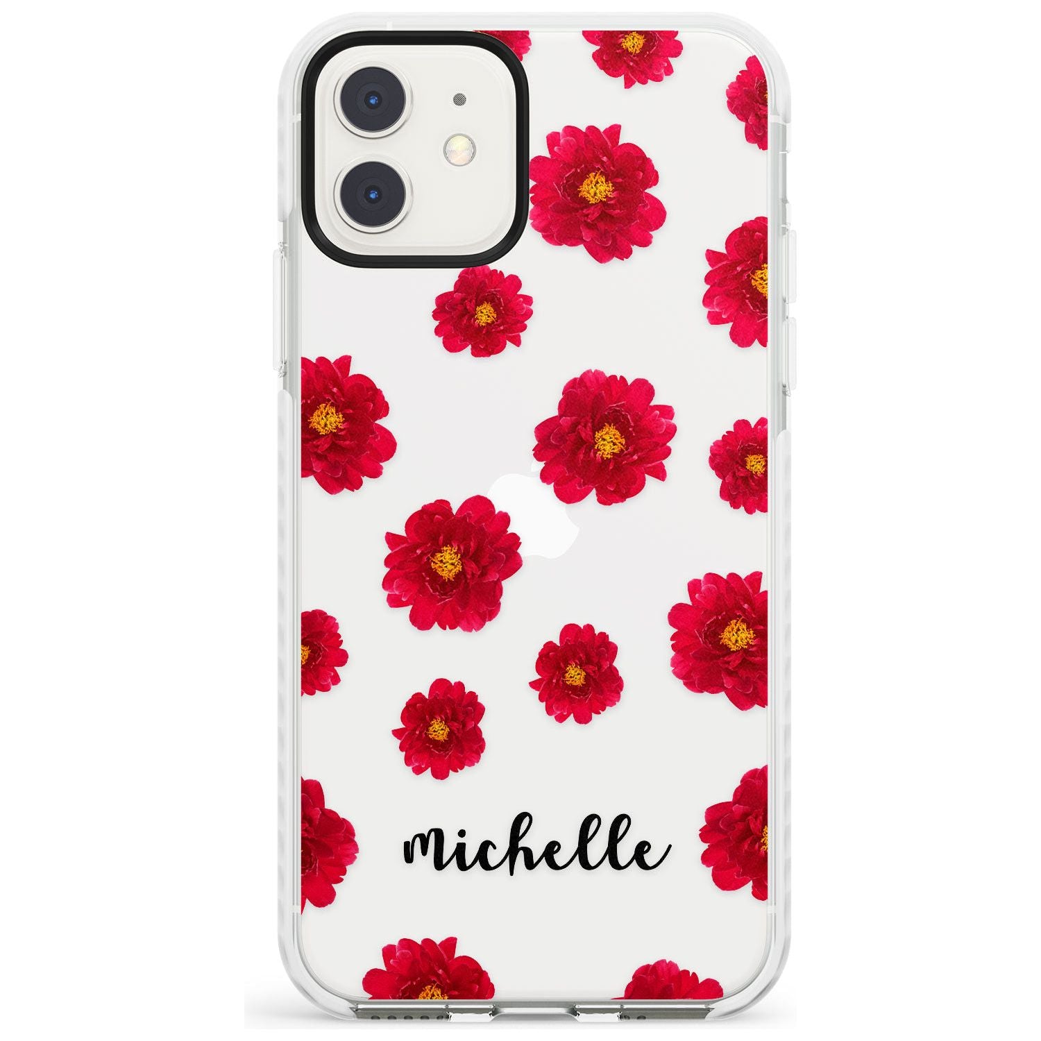Red Peonies & Cursive iPhone Case Impact Case Custom Phone Case - Case Warehouse