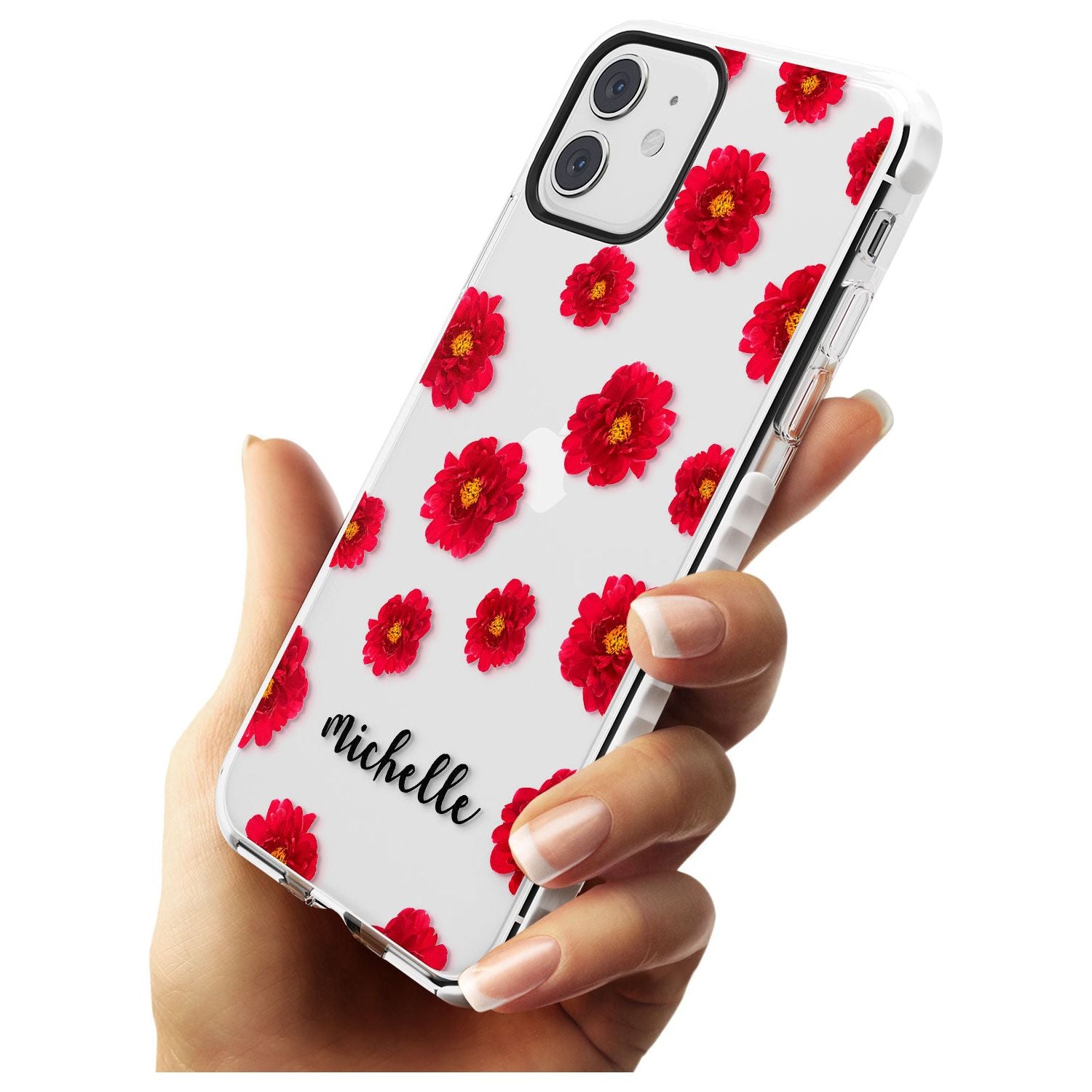Red Peonies & Cursive iPhone Case Custom Phone Case - Case Warehouse