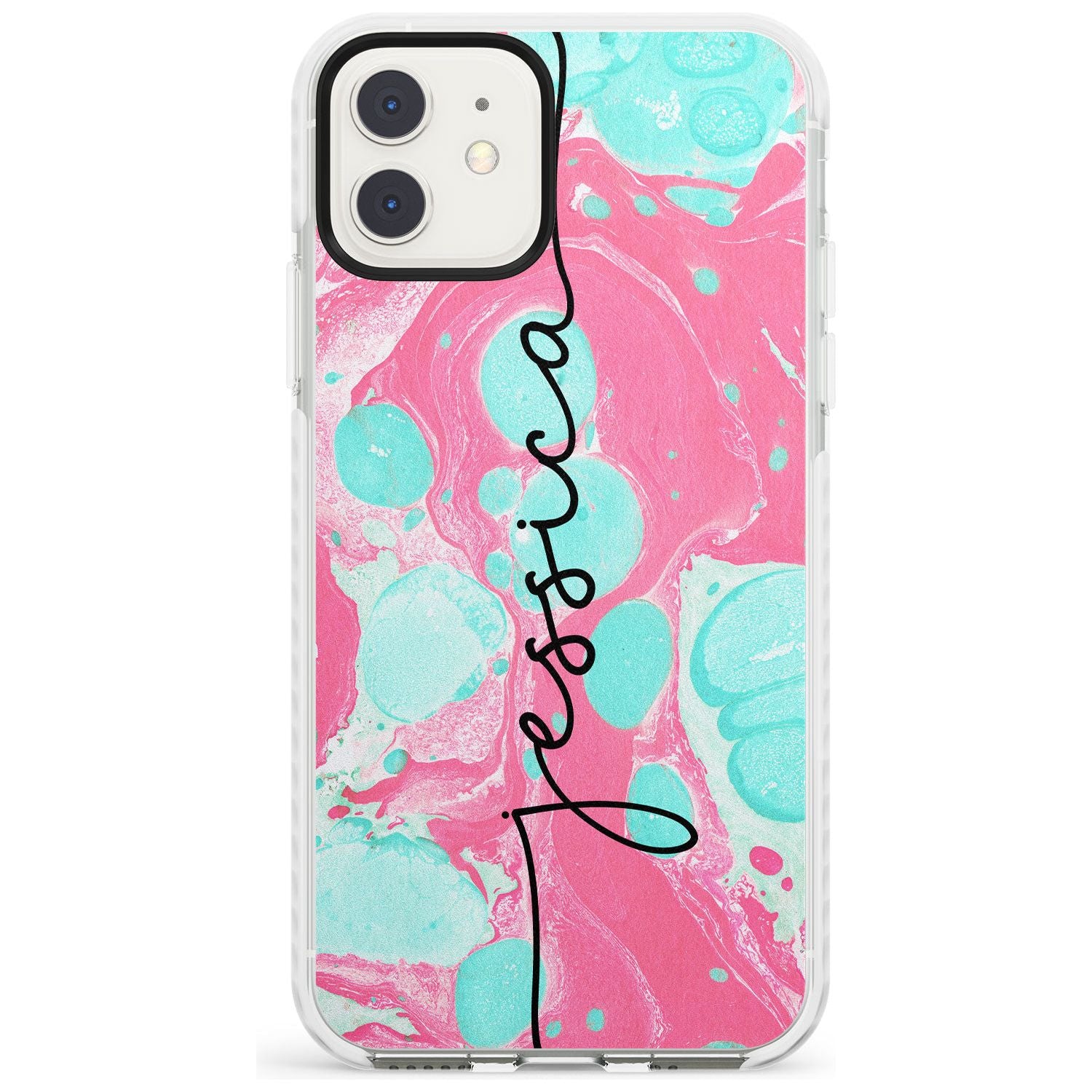 Turquoise & Pink - Marbled iPhone Case Impact Case Custom Phone Case - Case Warehouse
