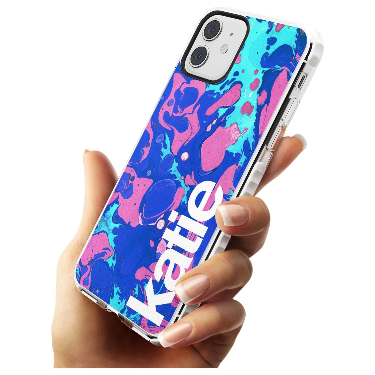 Navy, Turquoise + Purple - Marbled iPhone Case Custom Phone Case - Case Warehouse