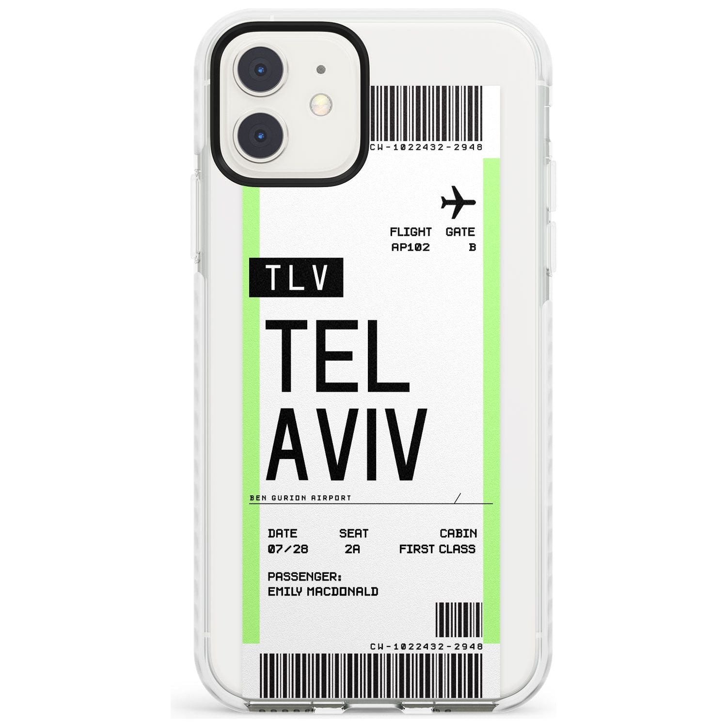 Tel Aviv Boarding Pass iPhone Case Impact Case Custom Phone Case - Case Warehouse