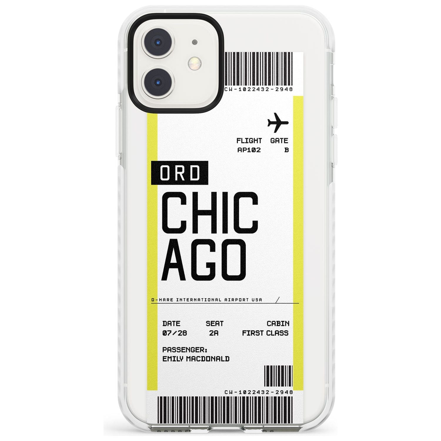 Chicago Boarding Pass iPhone Case Impact Case Custom Phone Case - Case Warehouse